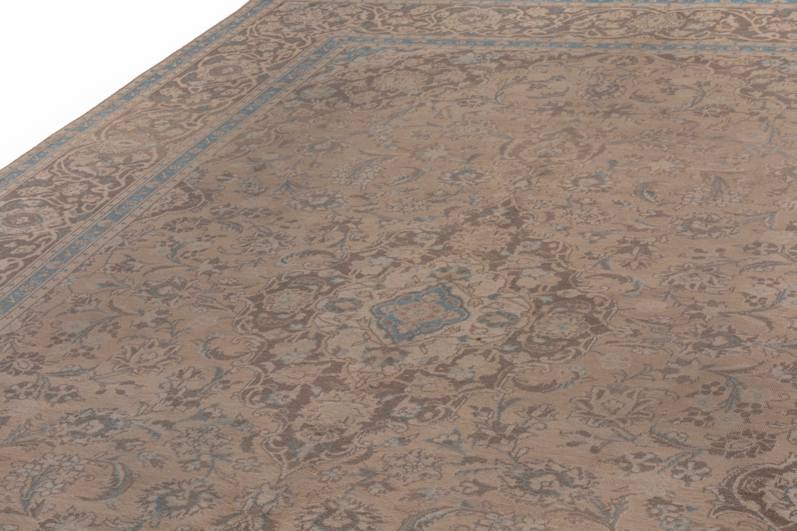 Persian Kashan oversized rug in tan and greige, view 11 of 22