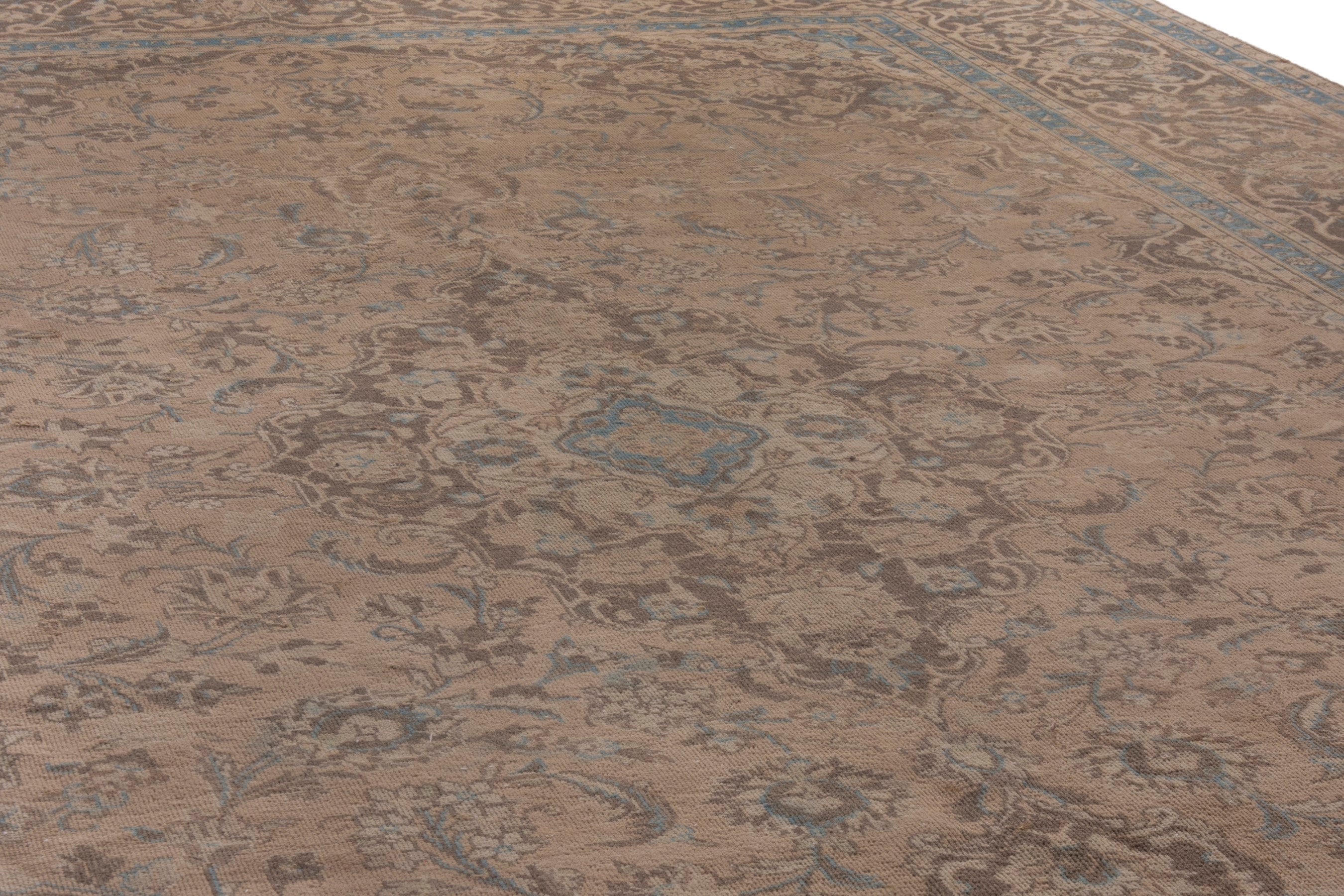 Persian Kashan oversized rug in tan and greige, view 12 of 22