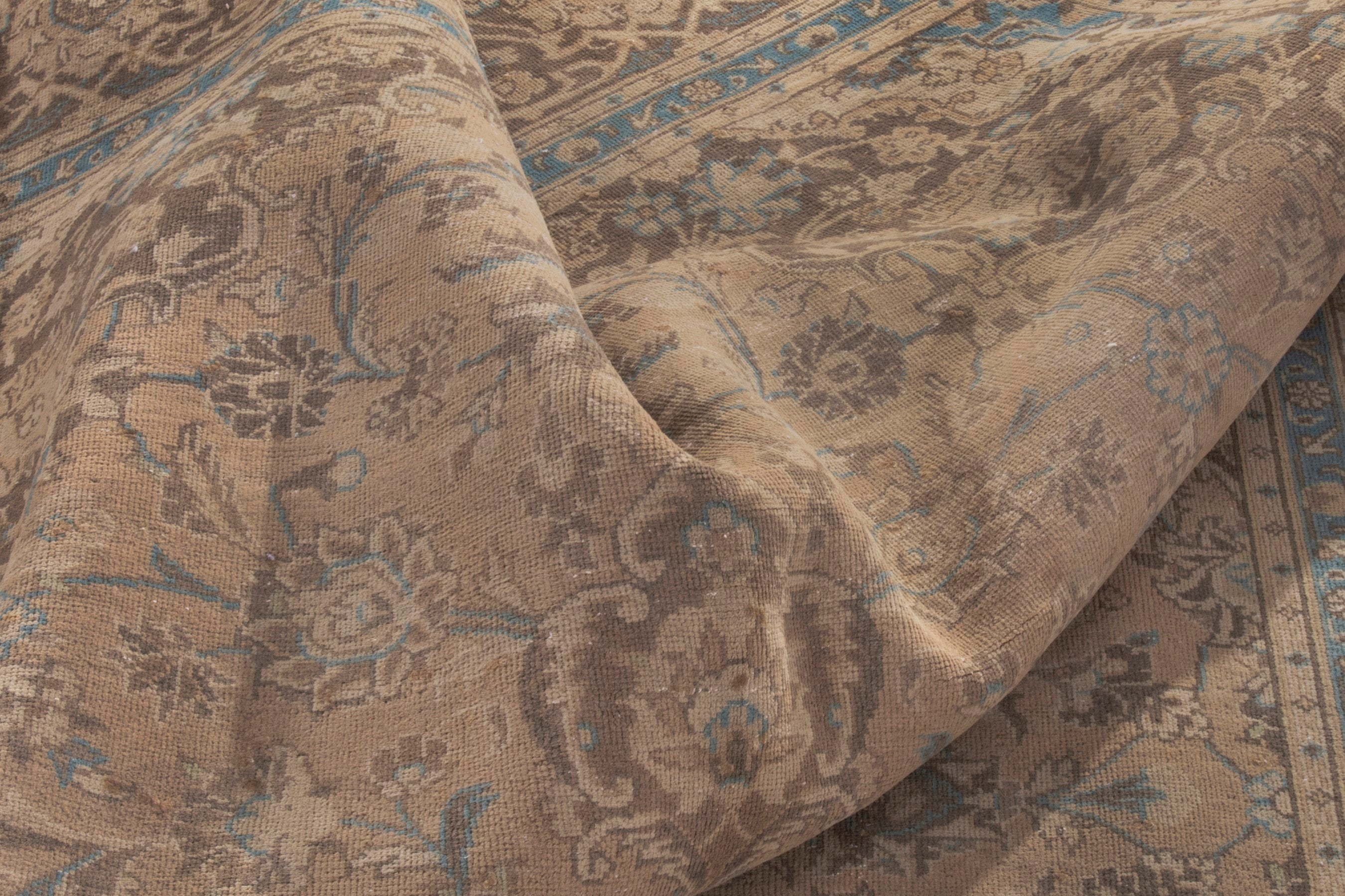 Persian Kashan oversized rug in tan and greige, view 19 of 22