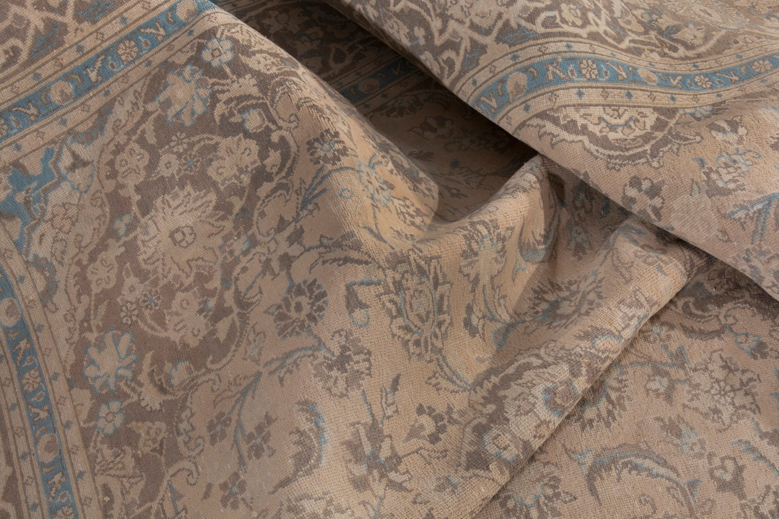 Persian Kashan oversized rug in tan and greige, view 20 of 22