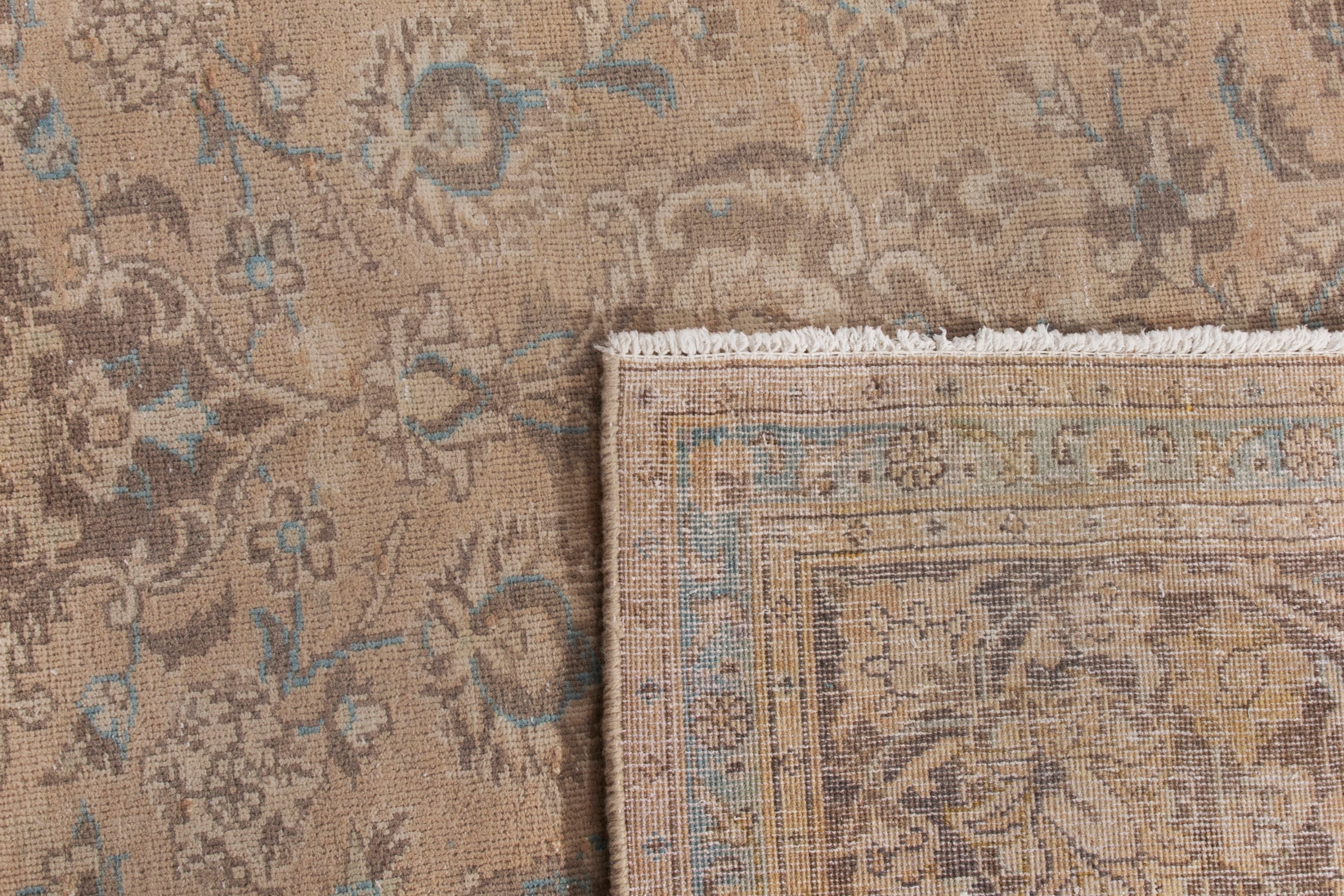 Persian Kashan oversized rug in tan and greige, view 22 of 22
