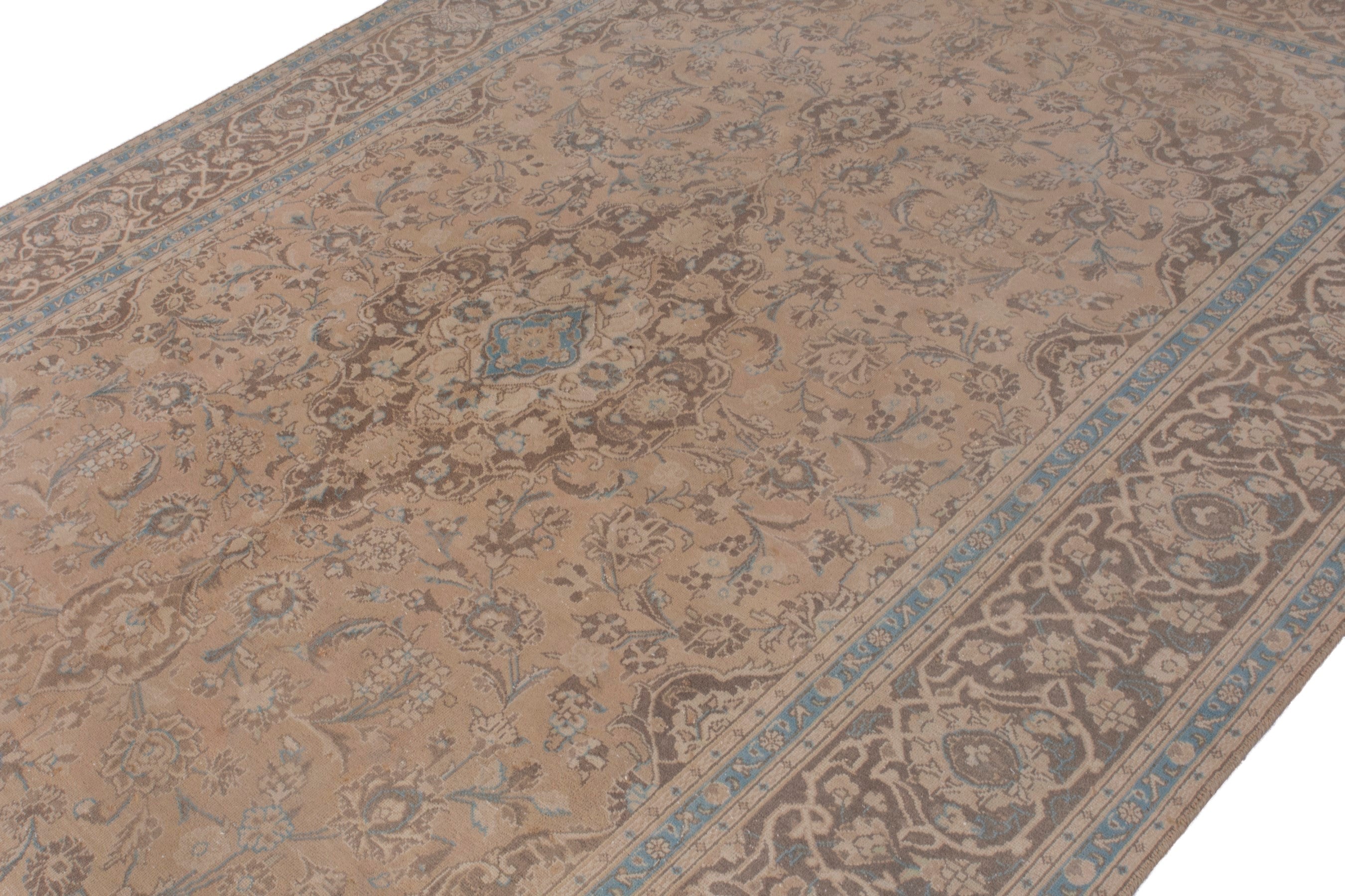 Persian Kashan oversized rug in tan and greige, view 6 of 22