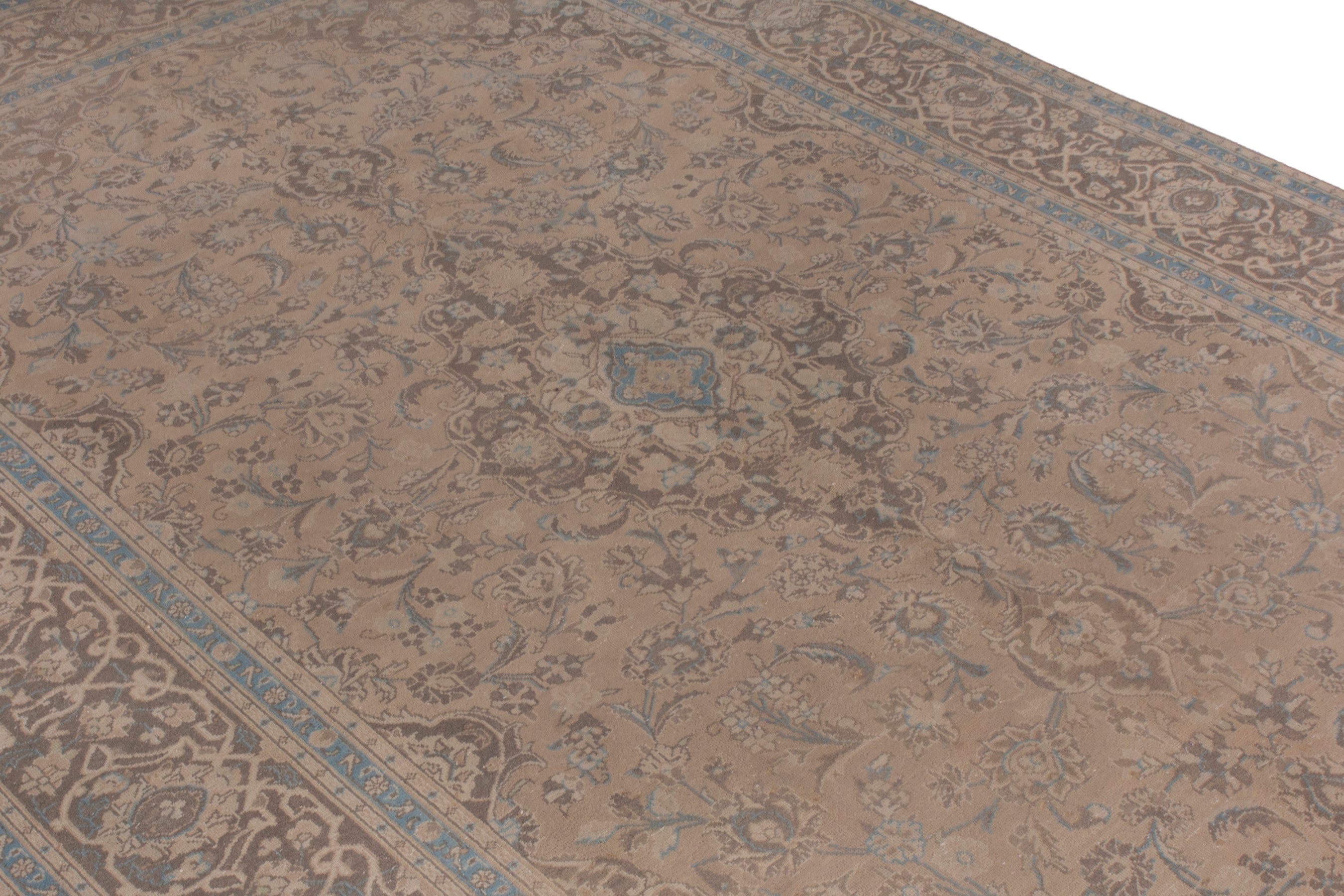 Persian Kashan oversized rug in tan and greige, view 7 of 22