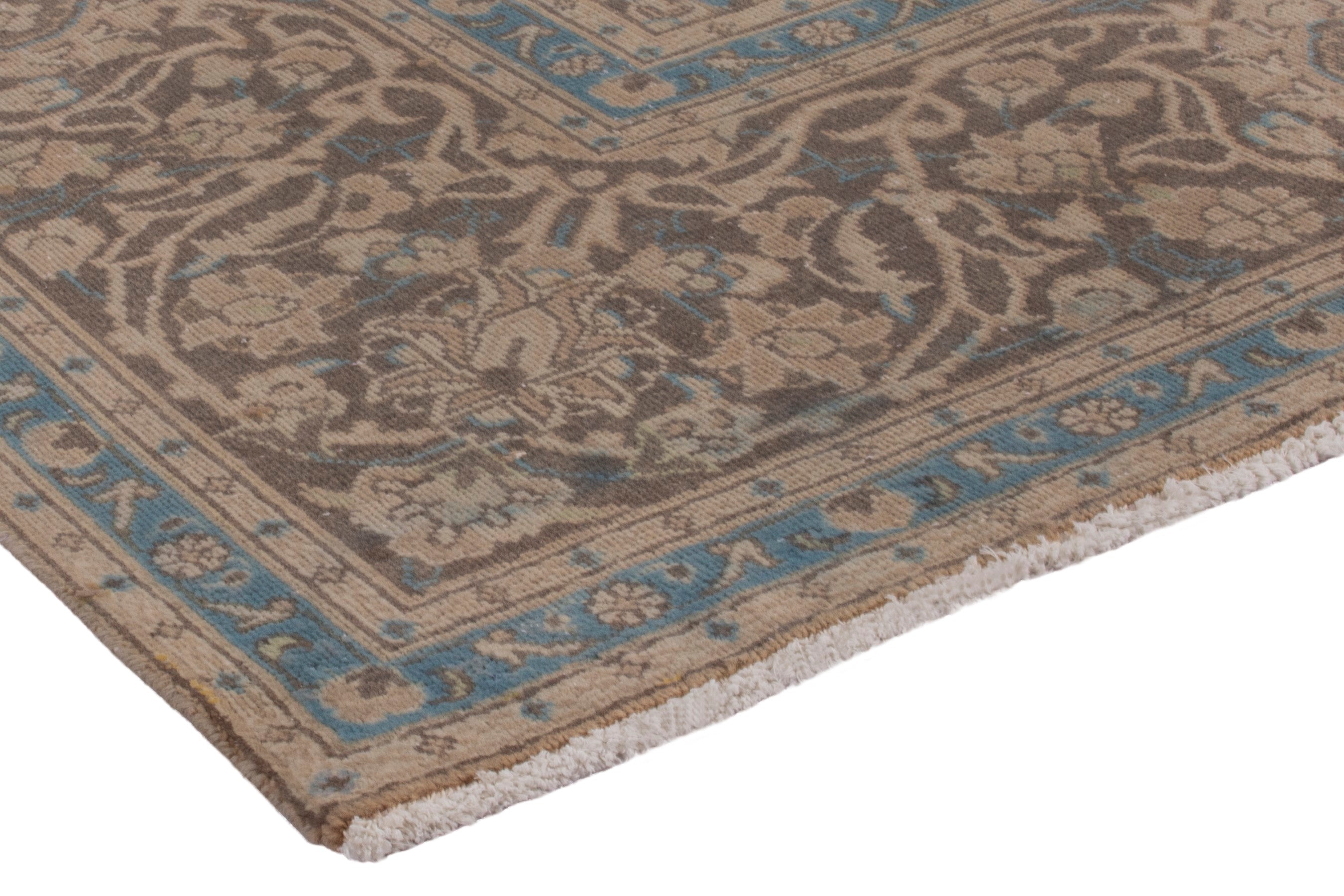 Persian Kashan oversized rug in tan and greige, view 4 of 22