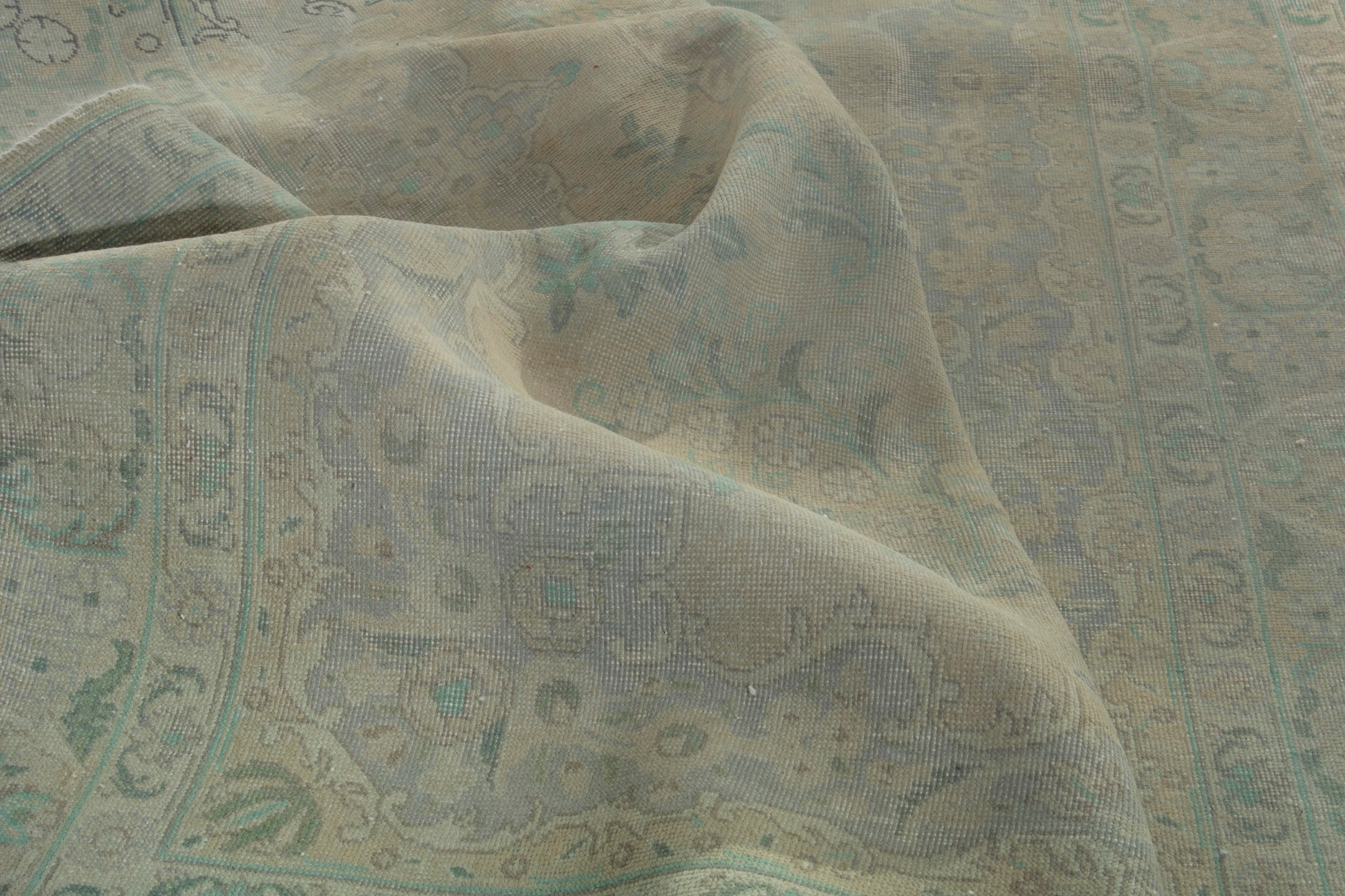 Persian Tabriz area rug in taupe and greige, view 15 of 19
