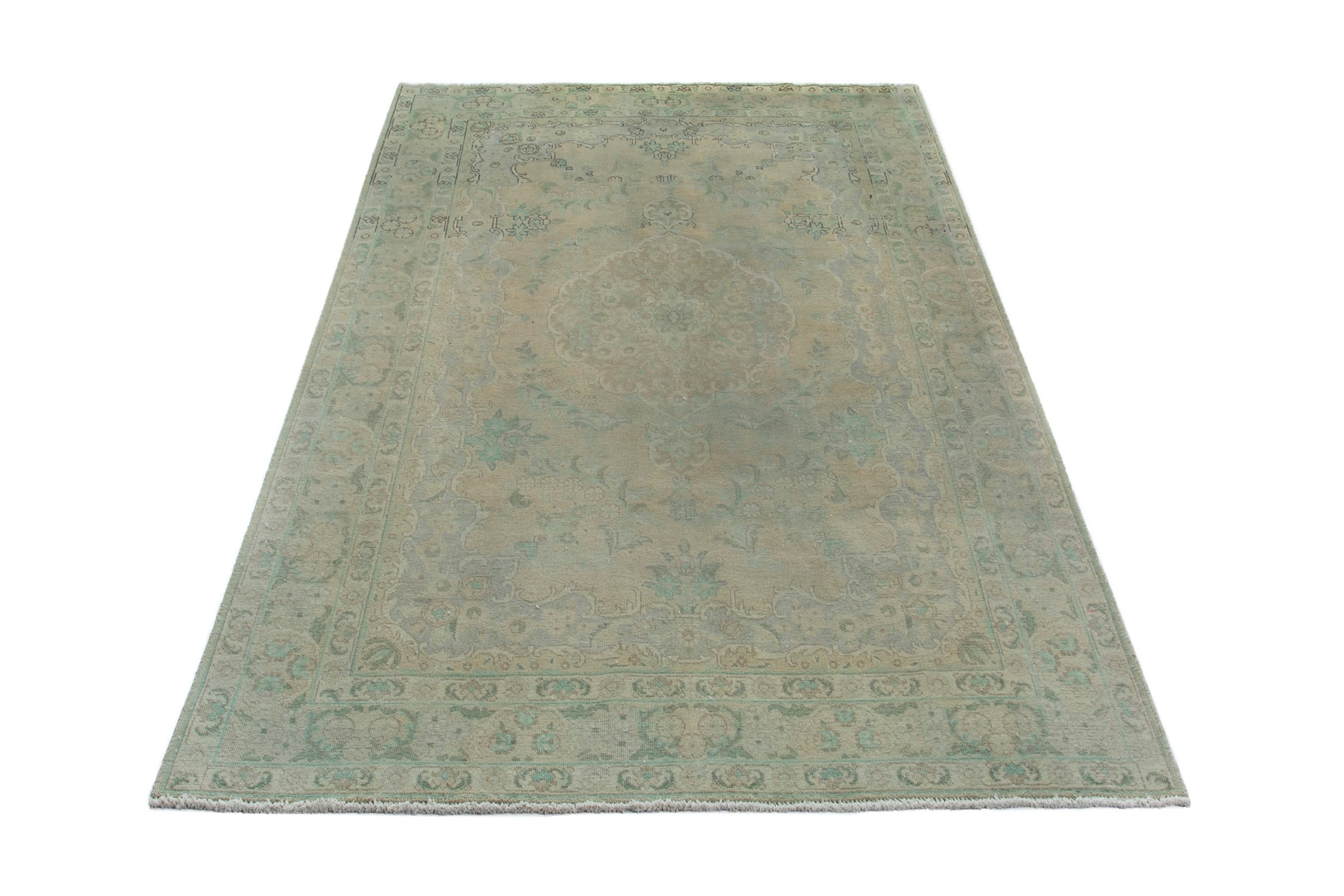 Persian Tabriz area rug in taupe and greige, view 2 of 19