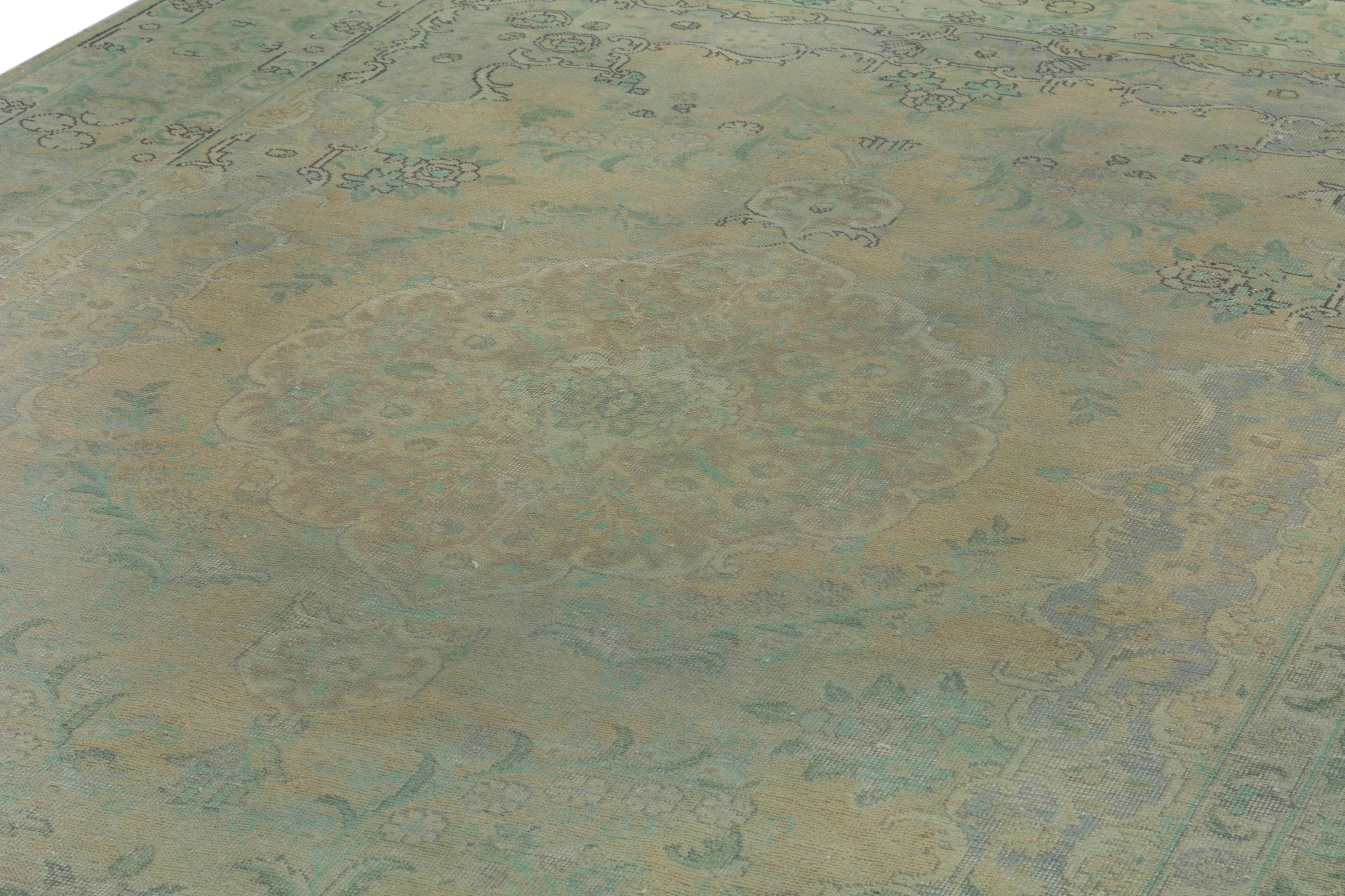 Persian Tabriz area rug in taupe and greige, view 9 of 19