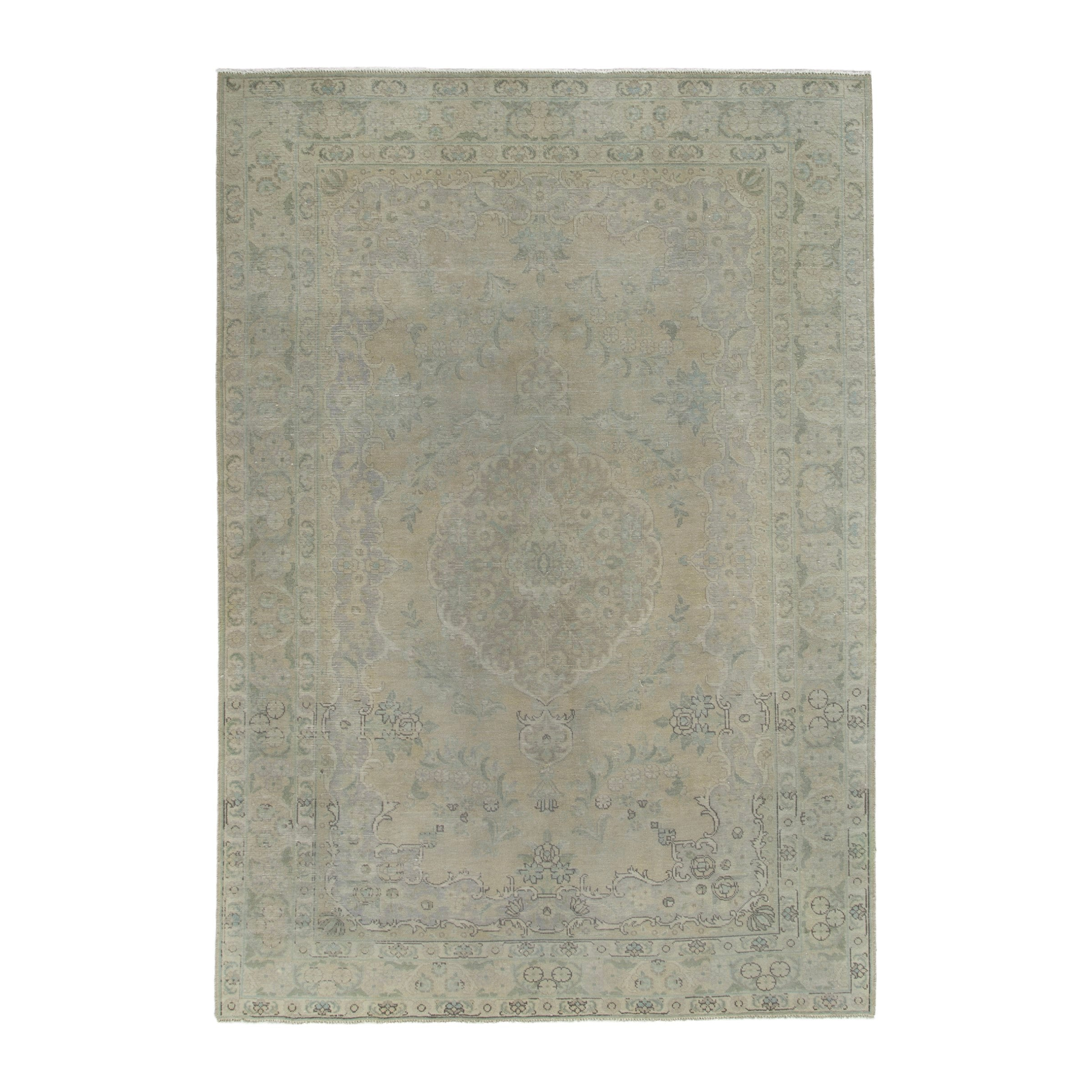 Persian Tabriz area rug in taupe and greige, 6'8" x 9'10"