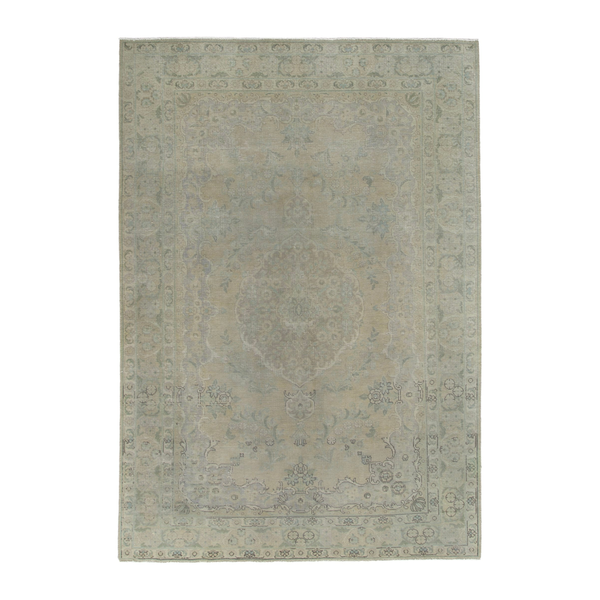 Persian Tabriz area rug in taupe and greige, 6'8" x 9'10"