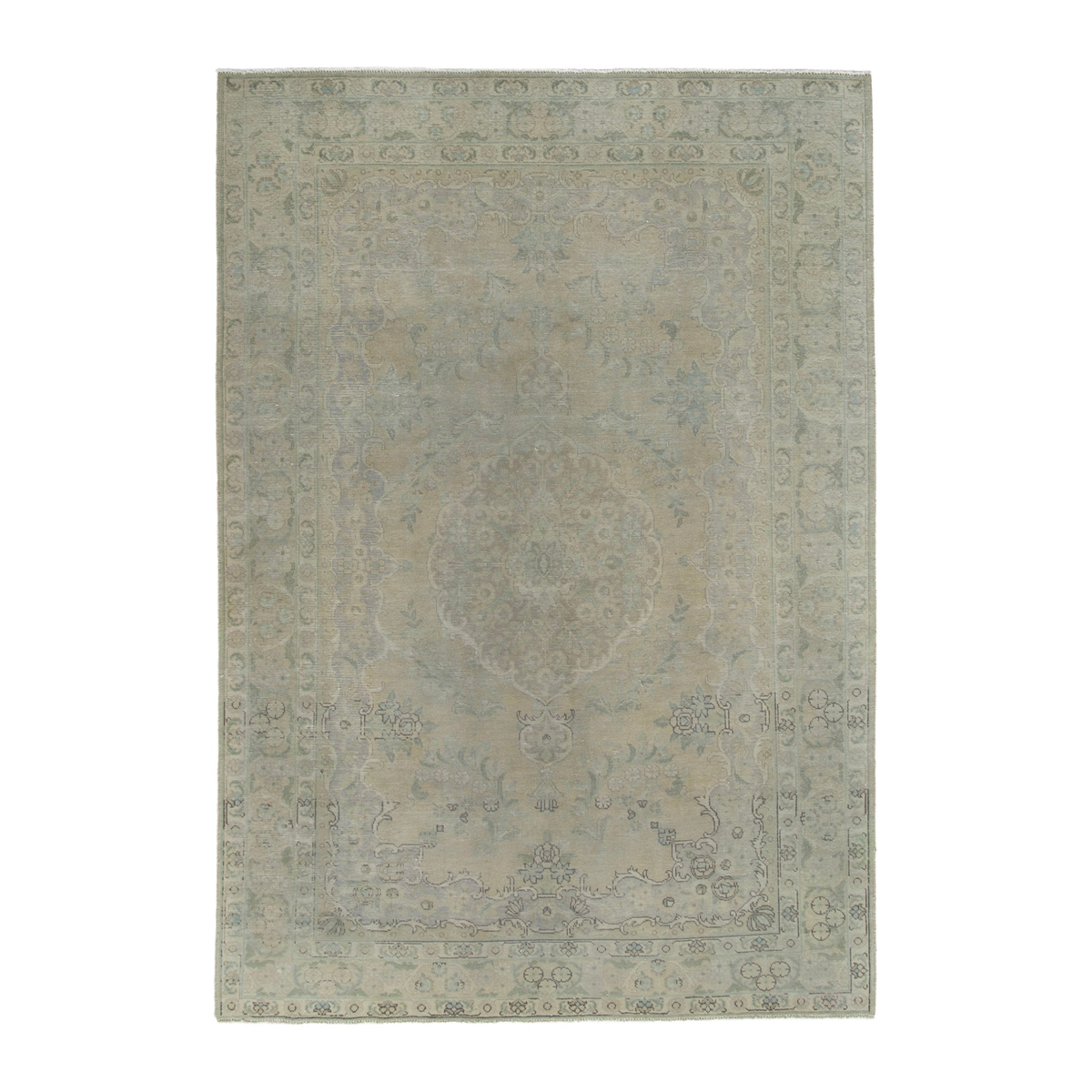 Persian Tabriz area rug in taupe and greige, 6'8" x 9'10"
