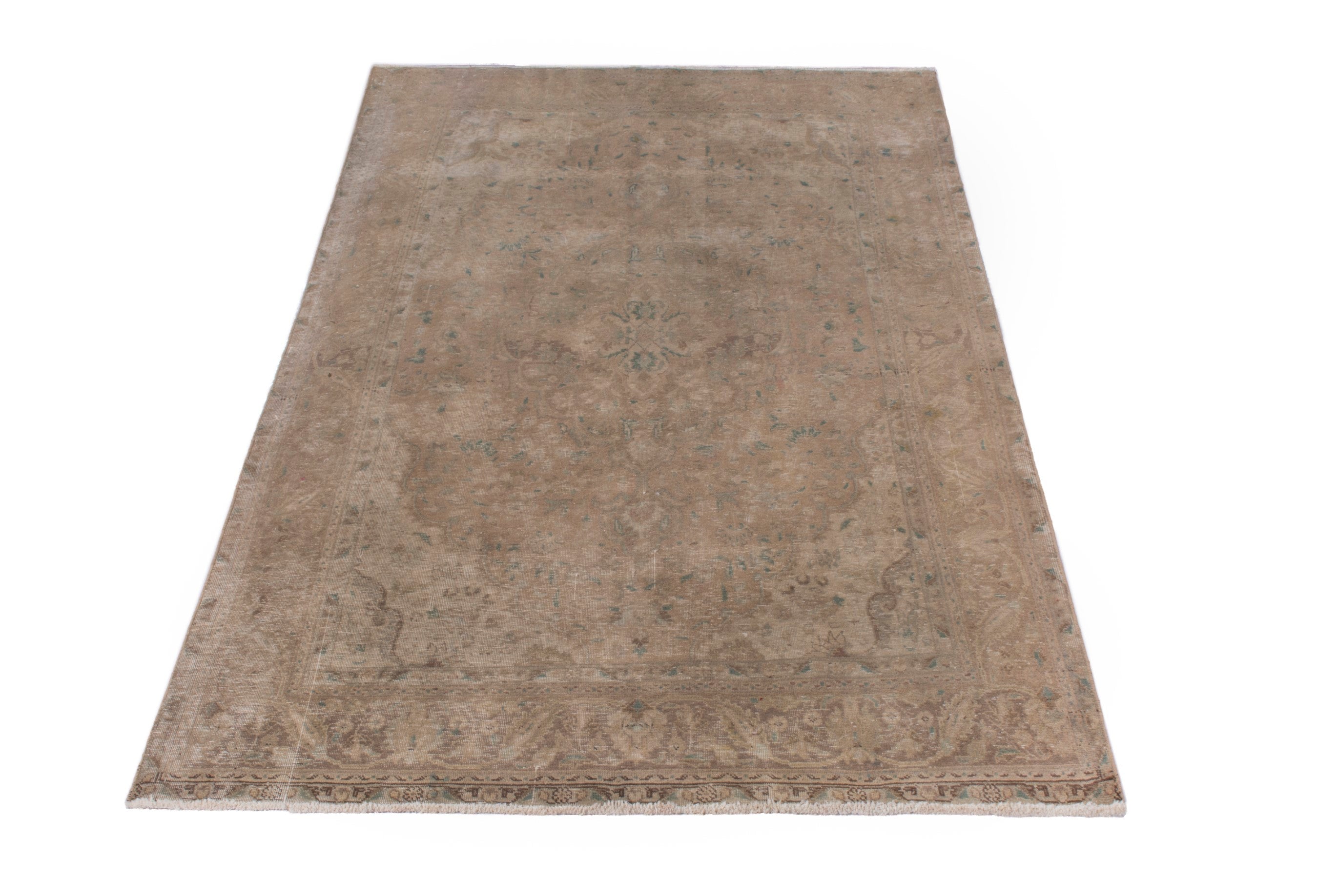 Persian Tabriz area rug in terracotta and tan, view 3 of 22