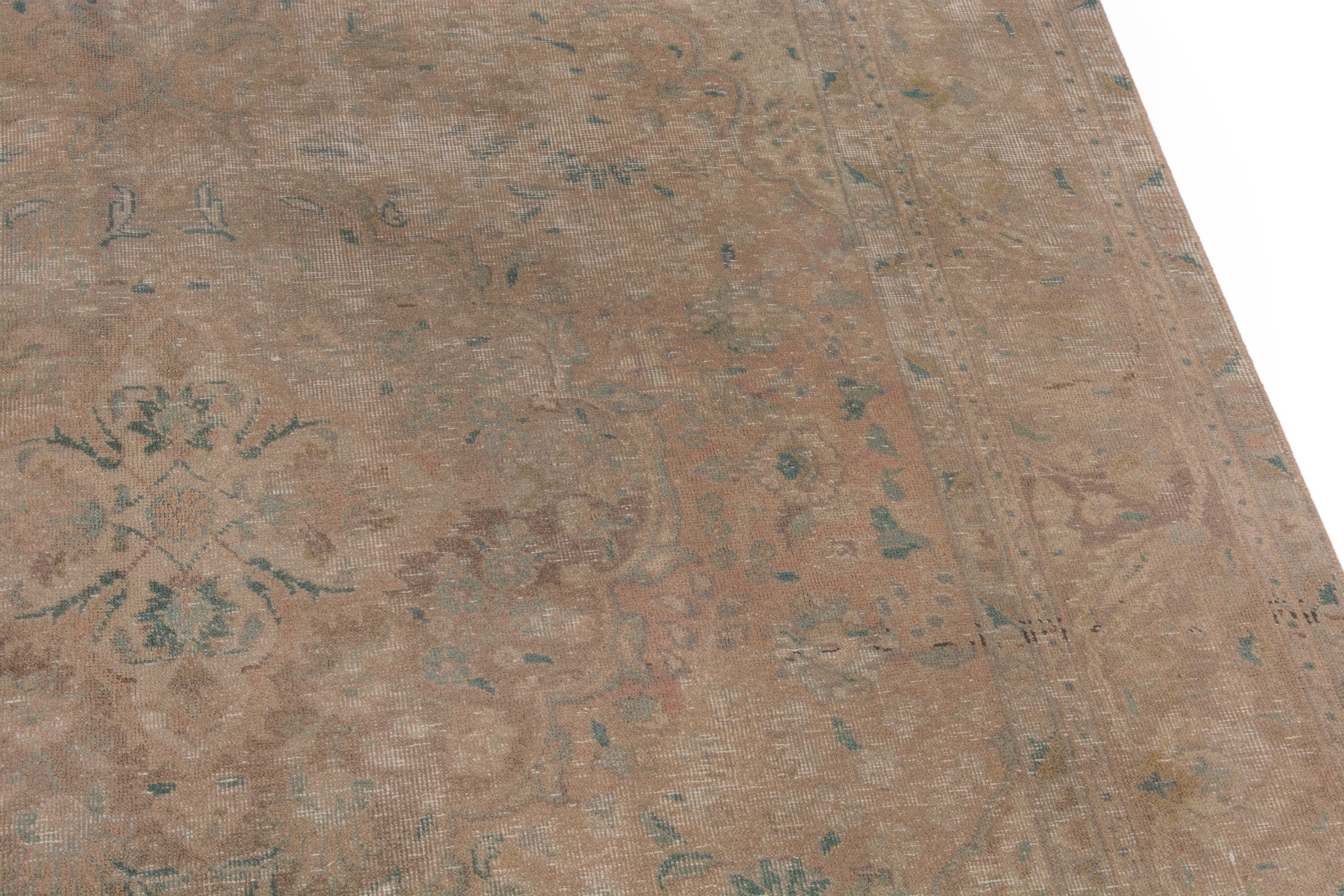 Persian Tabriz area rug in terracotta and tan, view 7 of 22