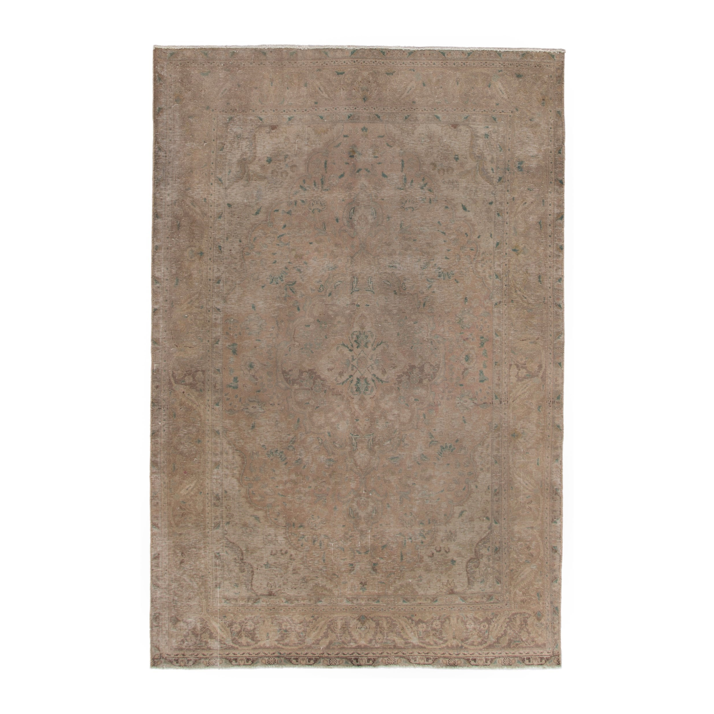 Persian Tabriz area rug in terracotta and tan, 6'3" x 9'6"
