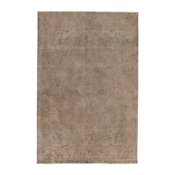 Persian Tabriz area rug in terracotta and tan, 6'3" x 9'6"
