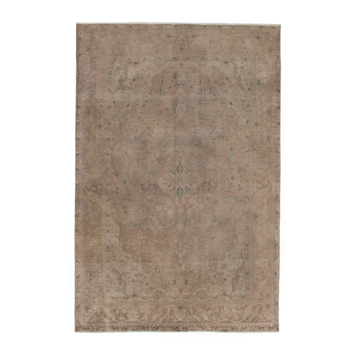 Persian Tabriz area rug in terracotta and tan, 6'3" x 9'6"