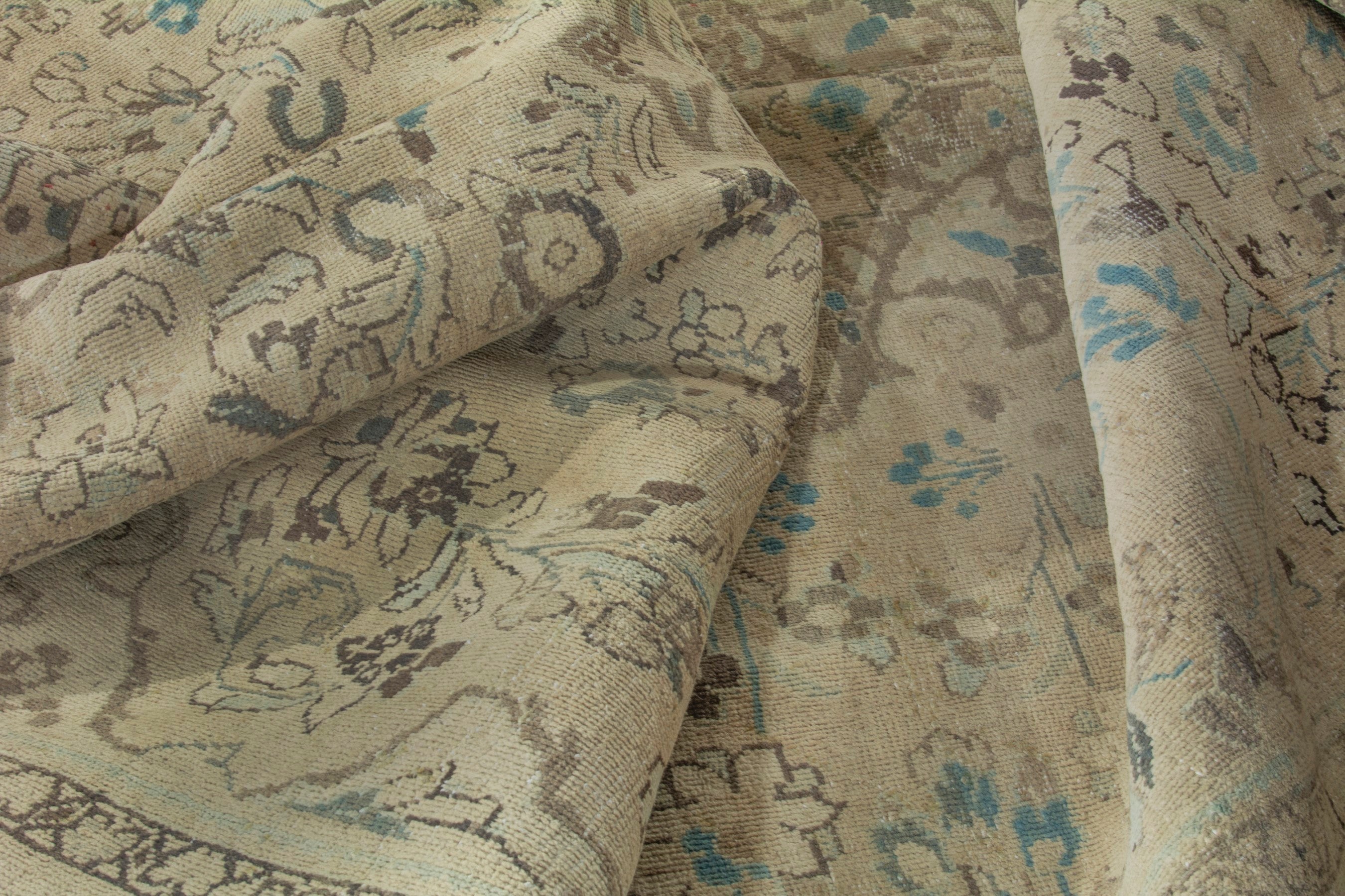Persian Hamedan oversized rug in beige and taupe, view 18 of 20