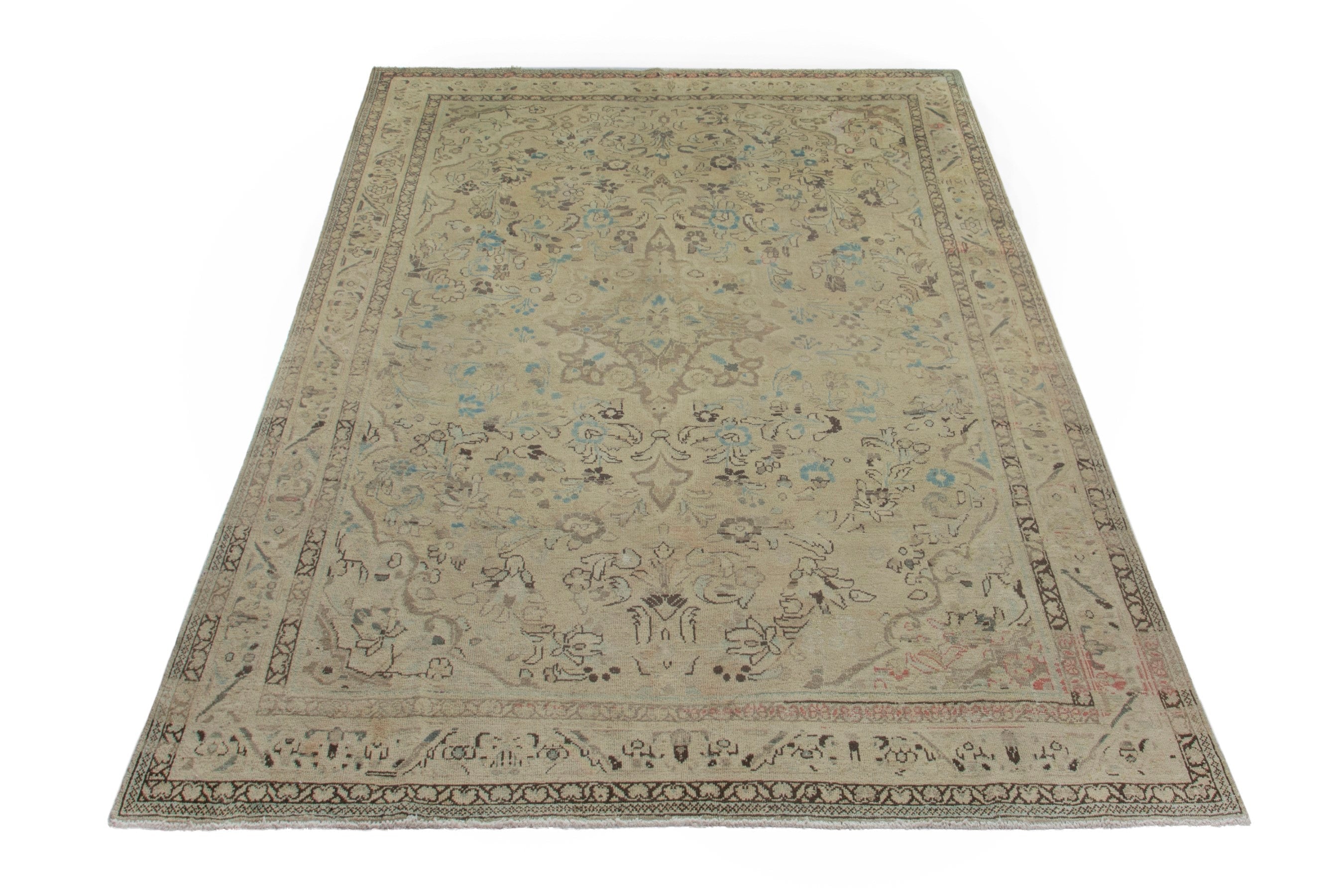 Persian Hamedan oversized rug in beige and taupe, view 2 of 20