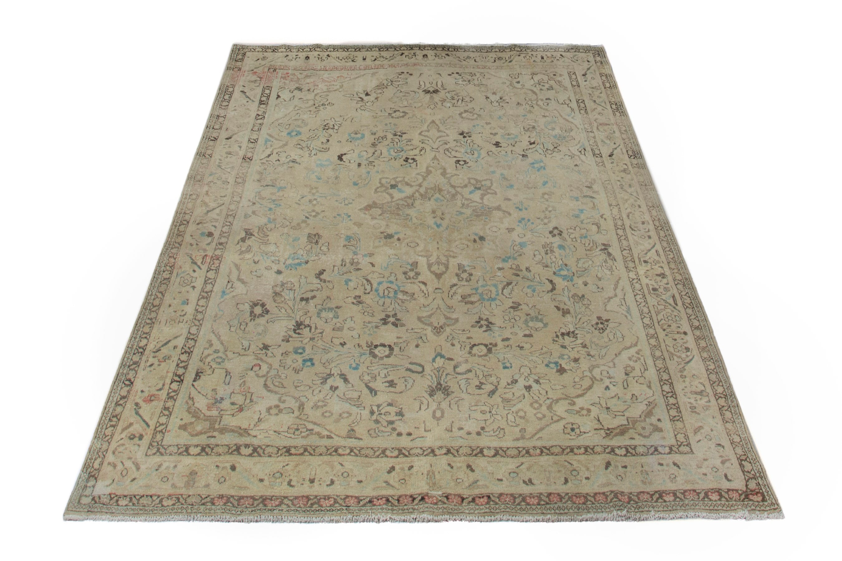 Persian Hamedan oversized rug in beige and taupe, view 3 of 20