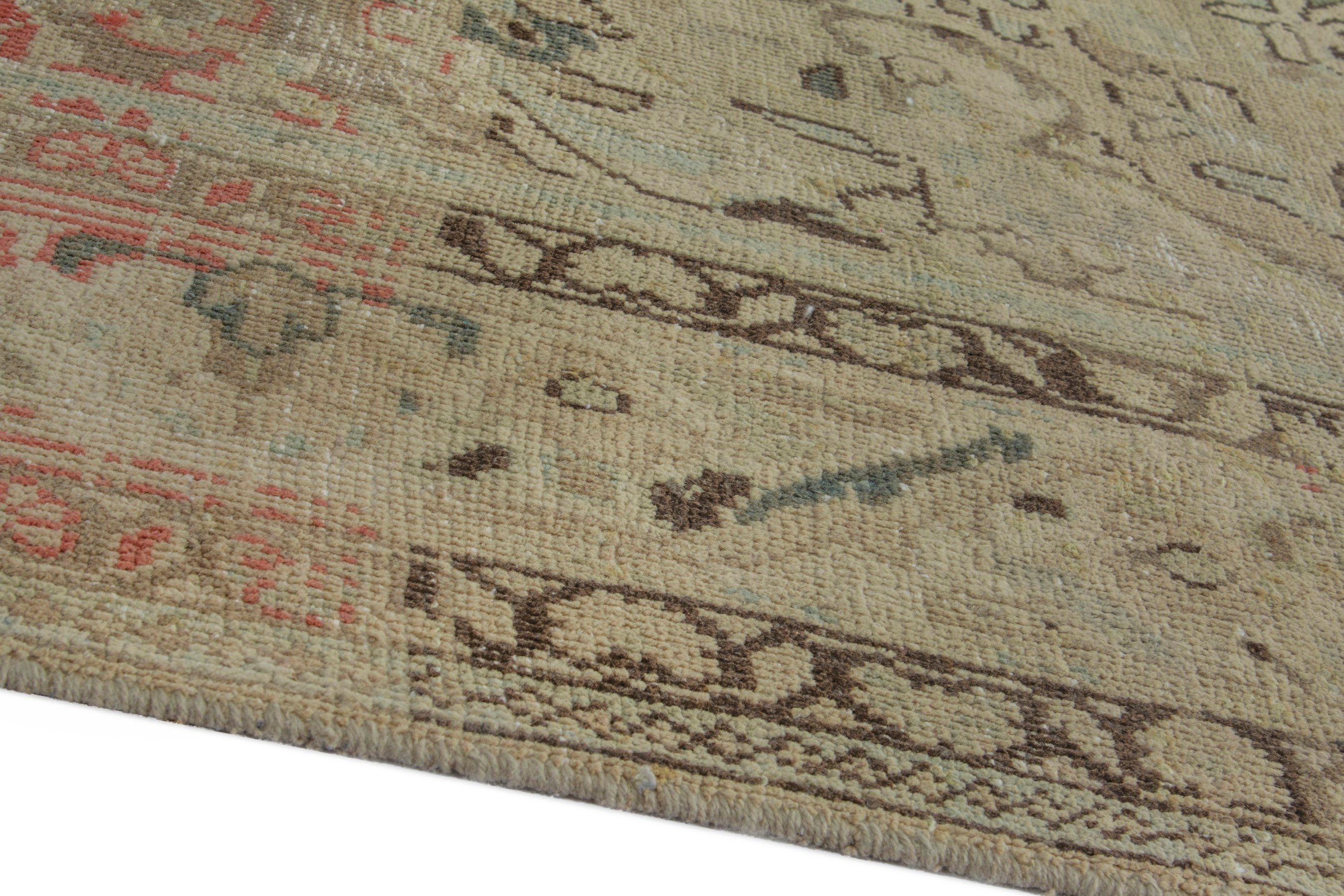 Persian Hamedan oversized rug in beige and taupe, view 8 of 20