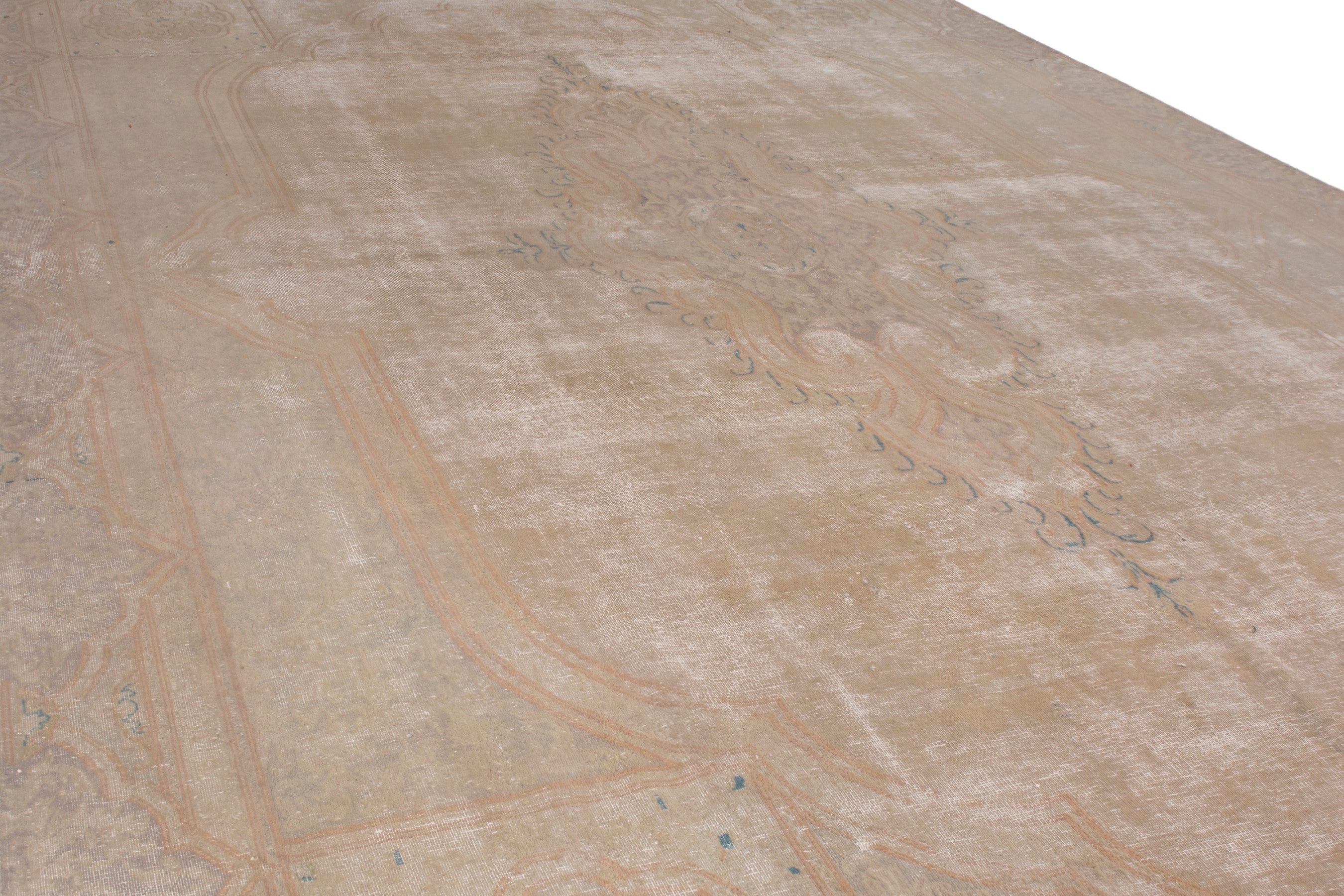 Persian Kerman oversized rug in beige and taupe, view 9 of 24