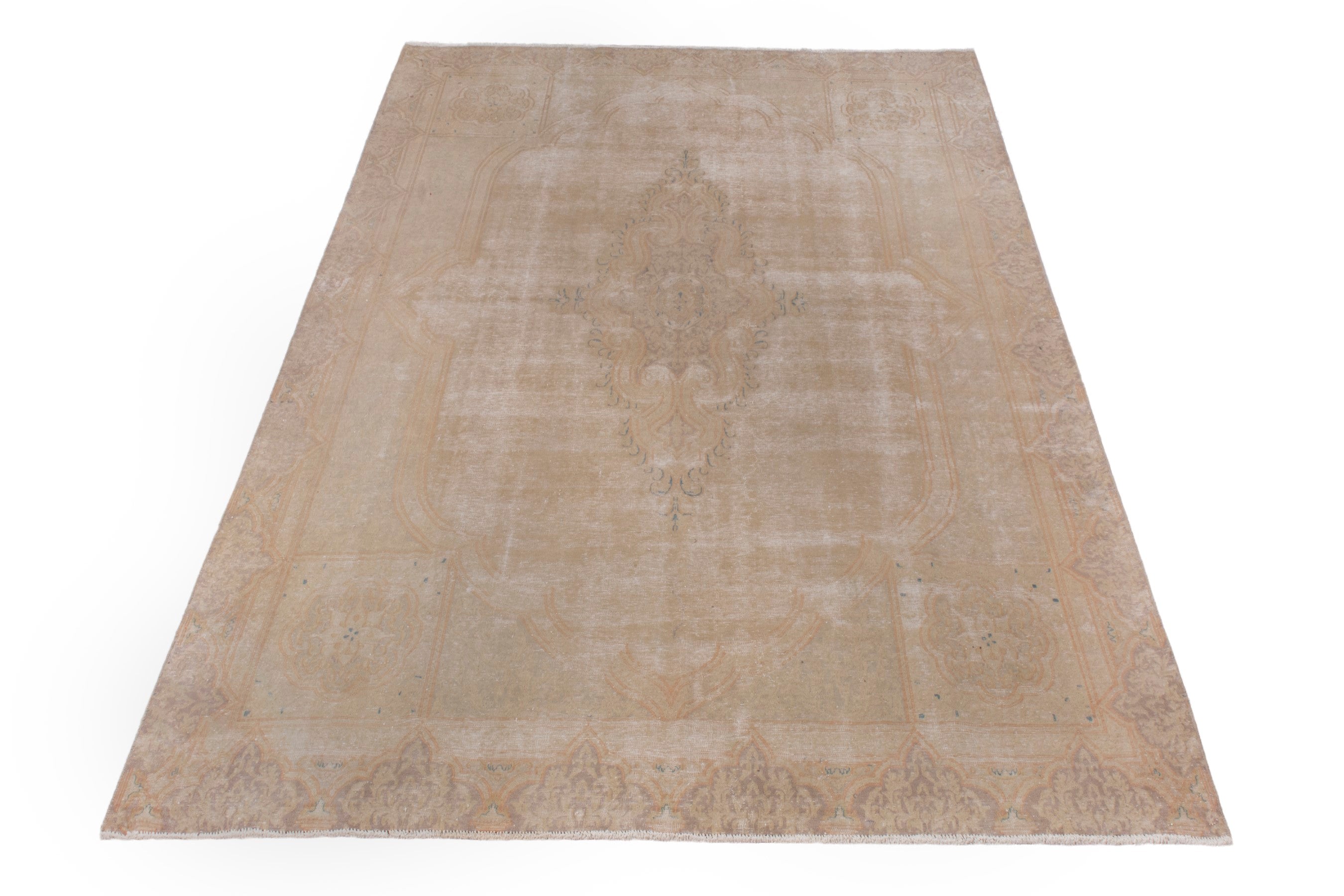 Persian Kerman oversized rug in beige and taupe, view 3 of 24