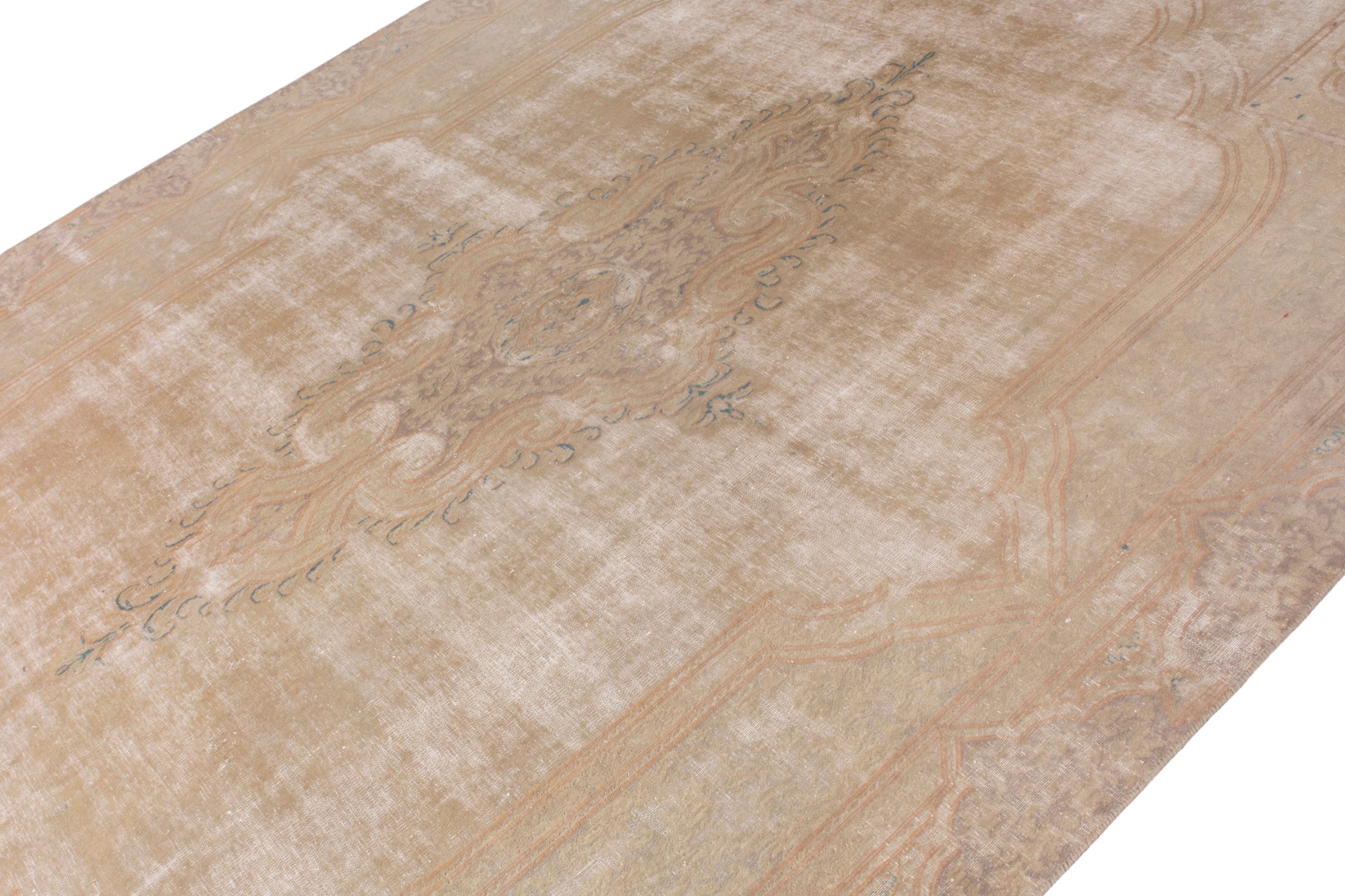 Persian Kerman oversized rug in beige and taupe, view 6 of 24