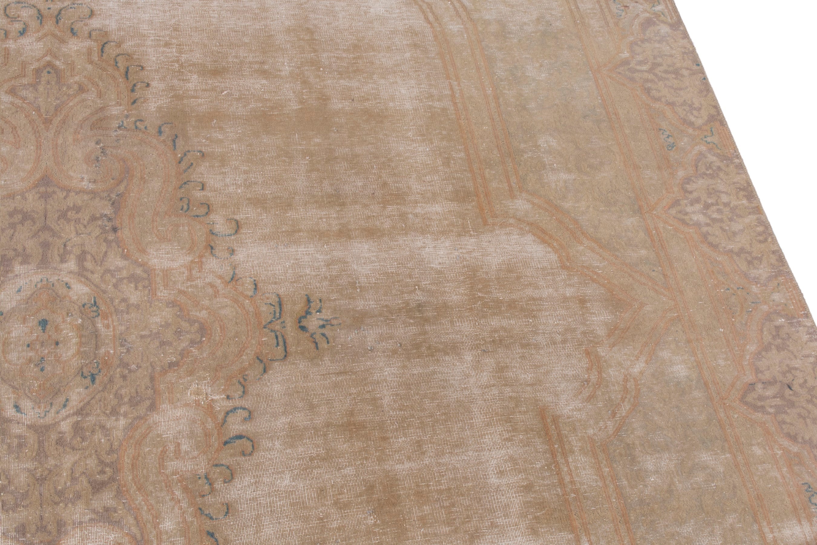 Persian Kerman oversized rug in beige and taupe, view 7 of 24