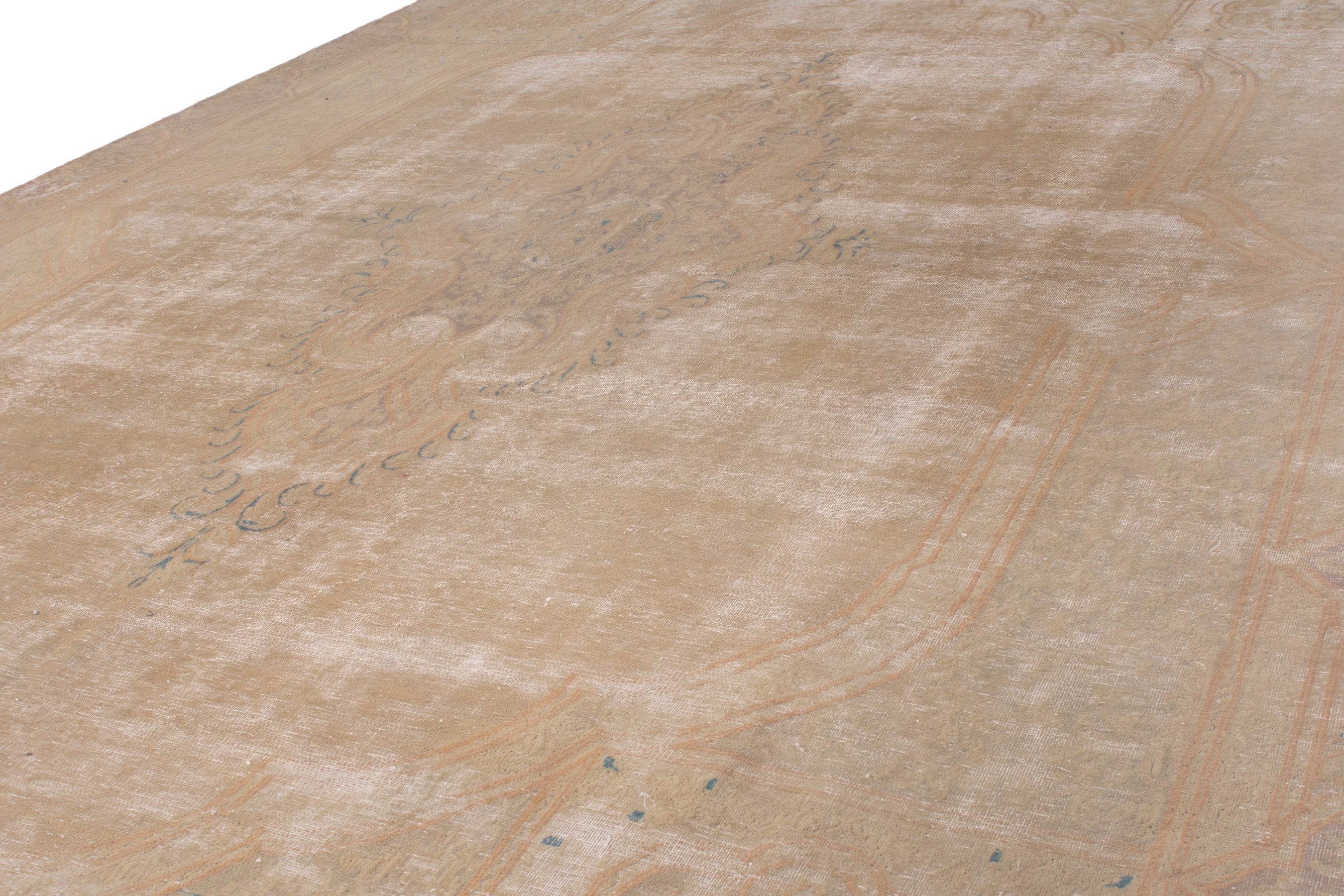 Persian Kerman oversized rug in beige and taupe, view 8 of 24