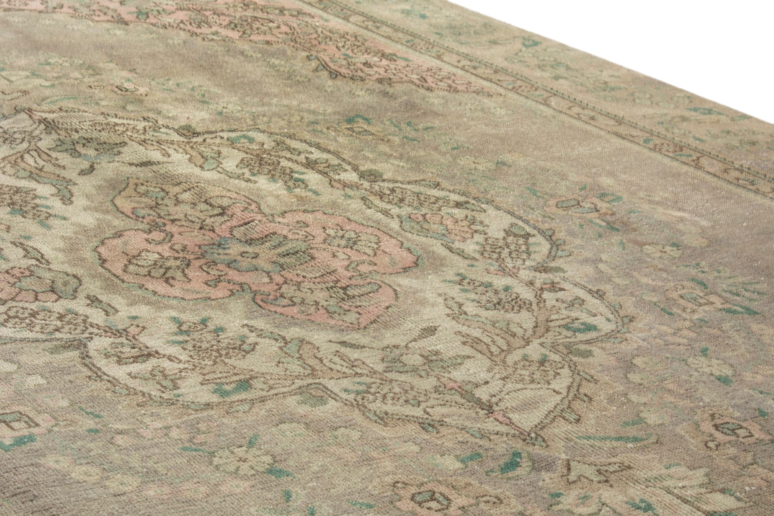Persian Tabriz oversized rug in taupe and sage, view 10 of 19
