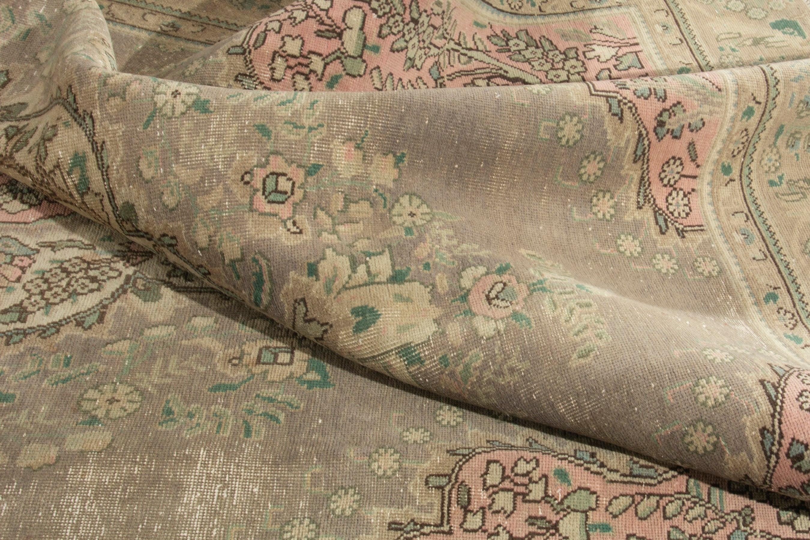 Persian Tabriz oversized rug in taupe and sage, view 15 of 19