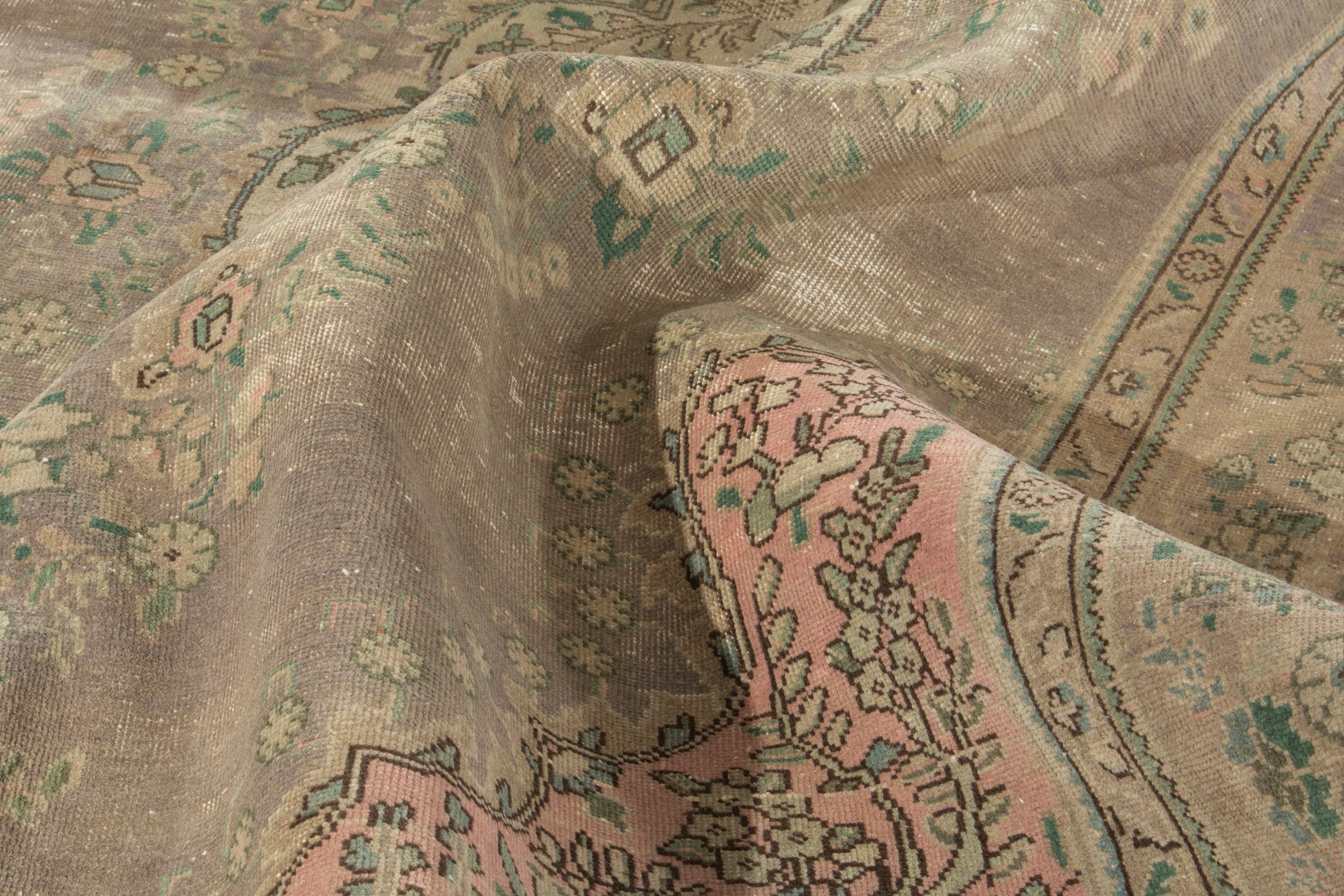Persian Tabriz oversized rug in taupe and sage, view 16 of 19