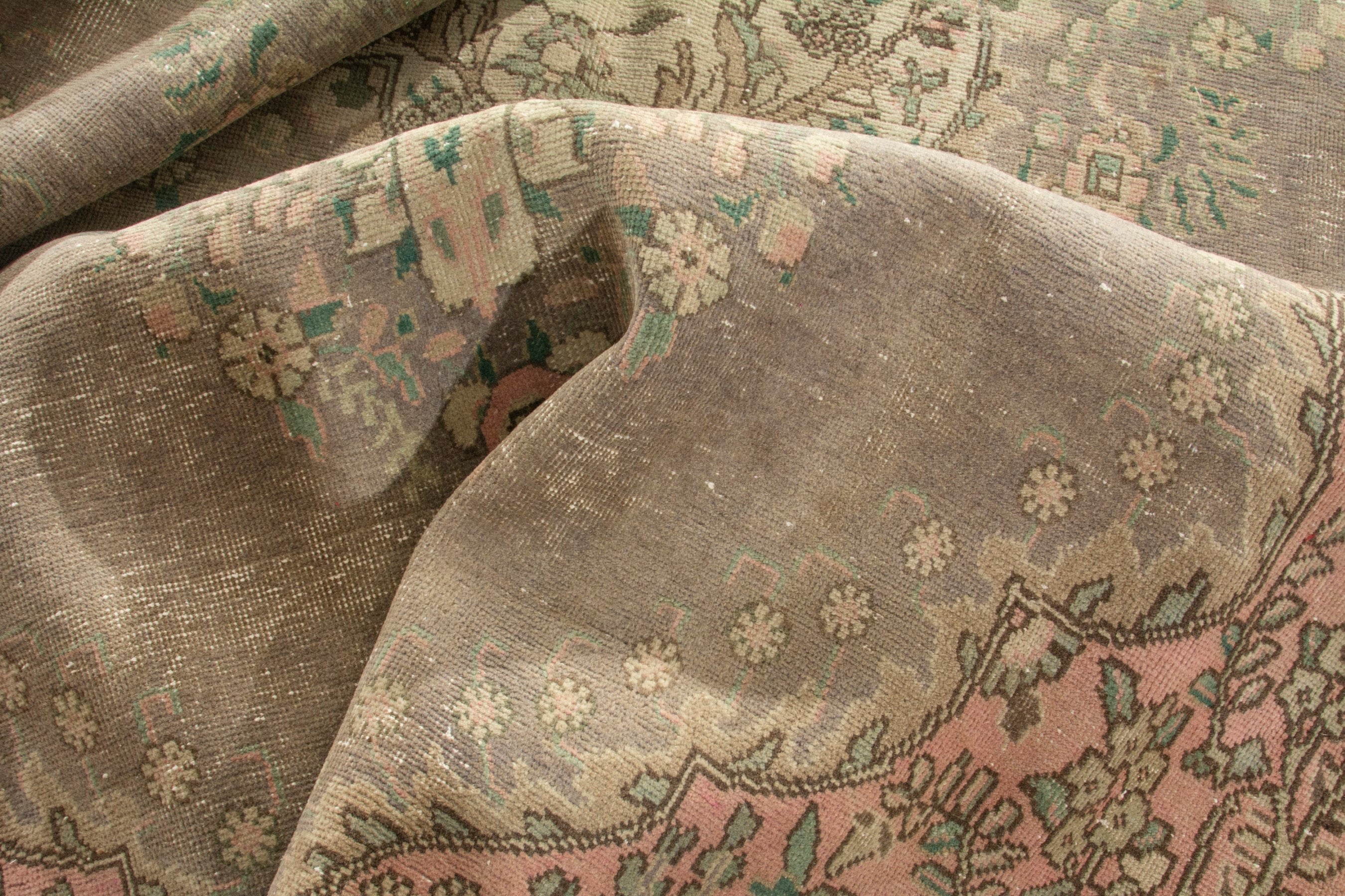 Persian Tabriz oversized rug in taupe and sage, view 18 of 19