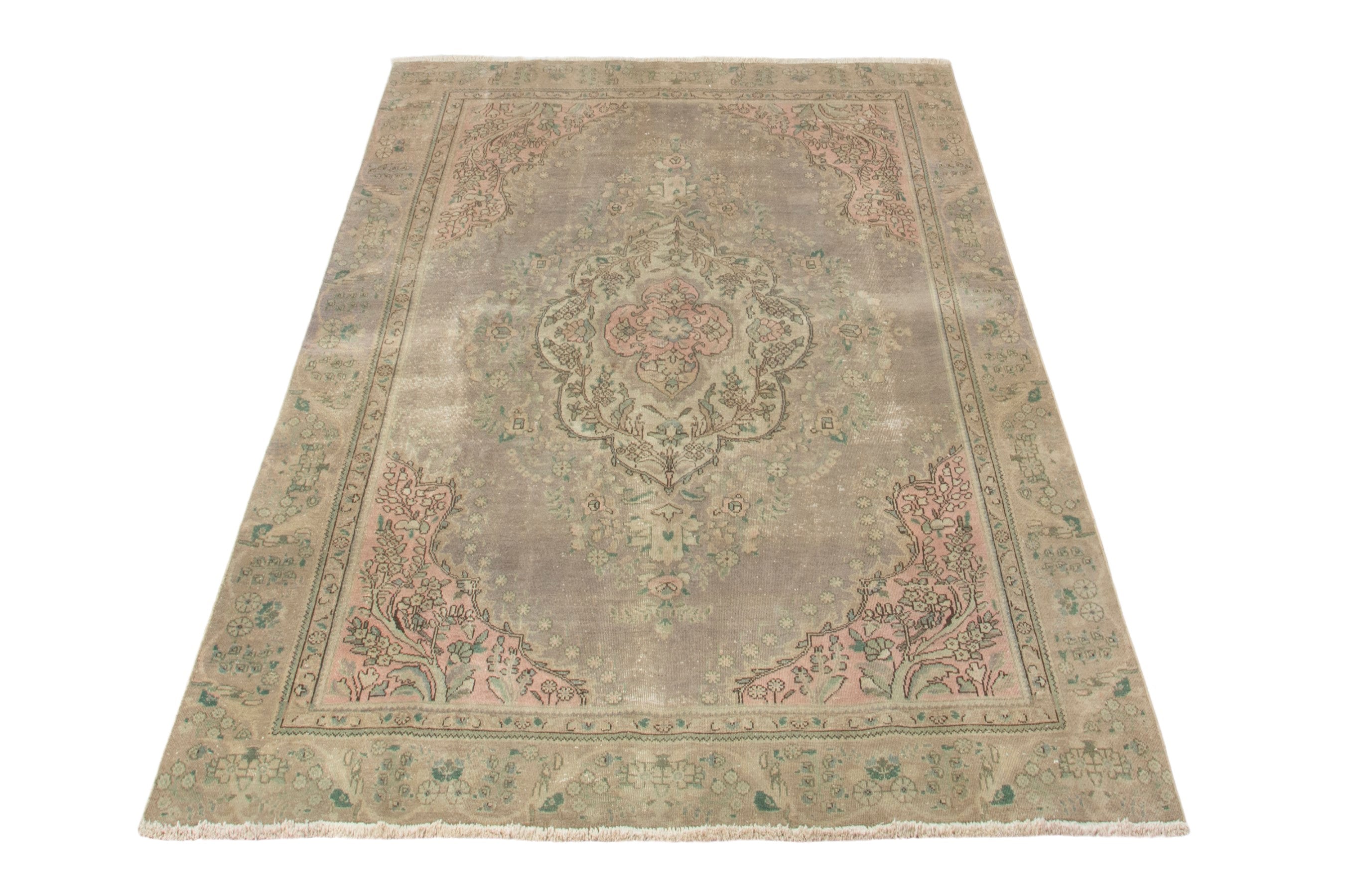 Persian Tabriz oversized rug in taupe and sage, view 3 of 19