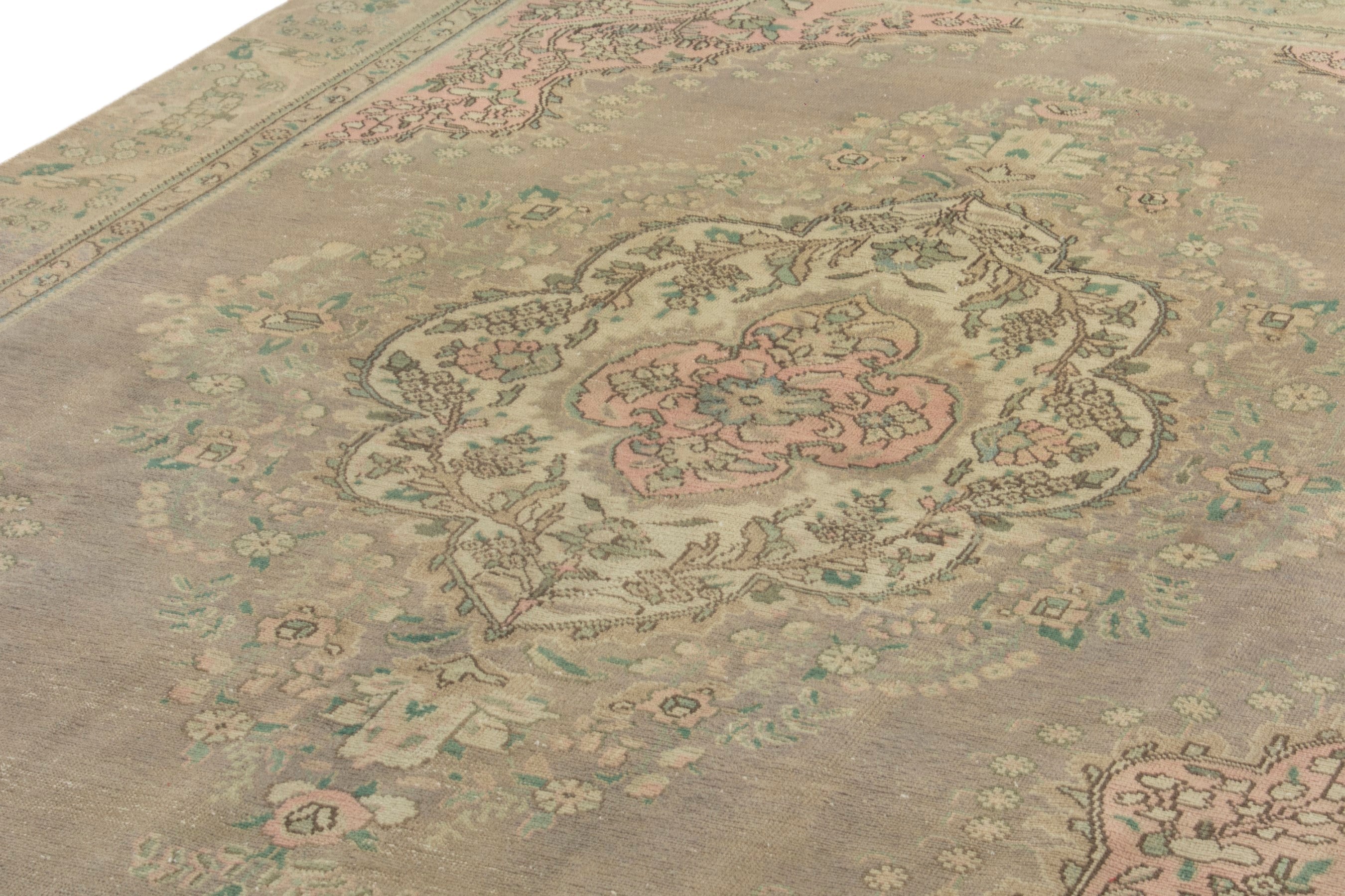 Persian Tabriz oversized rug in taupe and sage, view 9 of 19