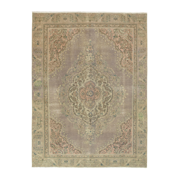 Persian Tabriz oversized rug in taupe and sage, 7'7" x 10'6"