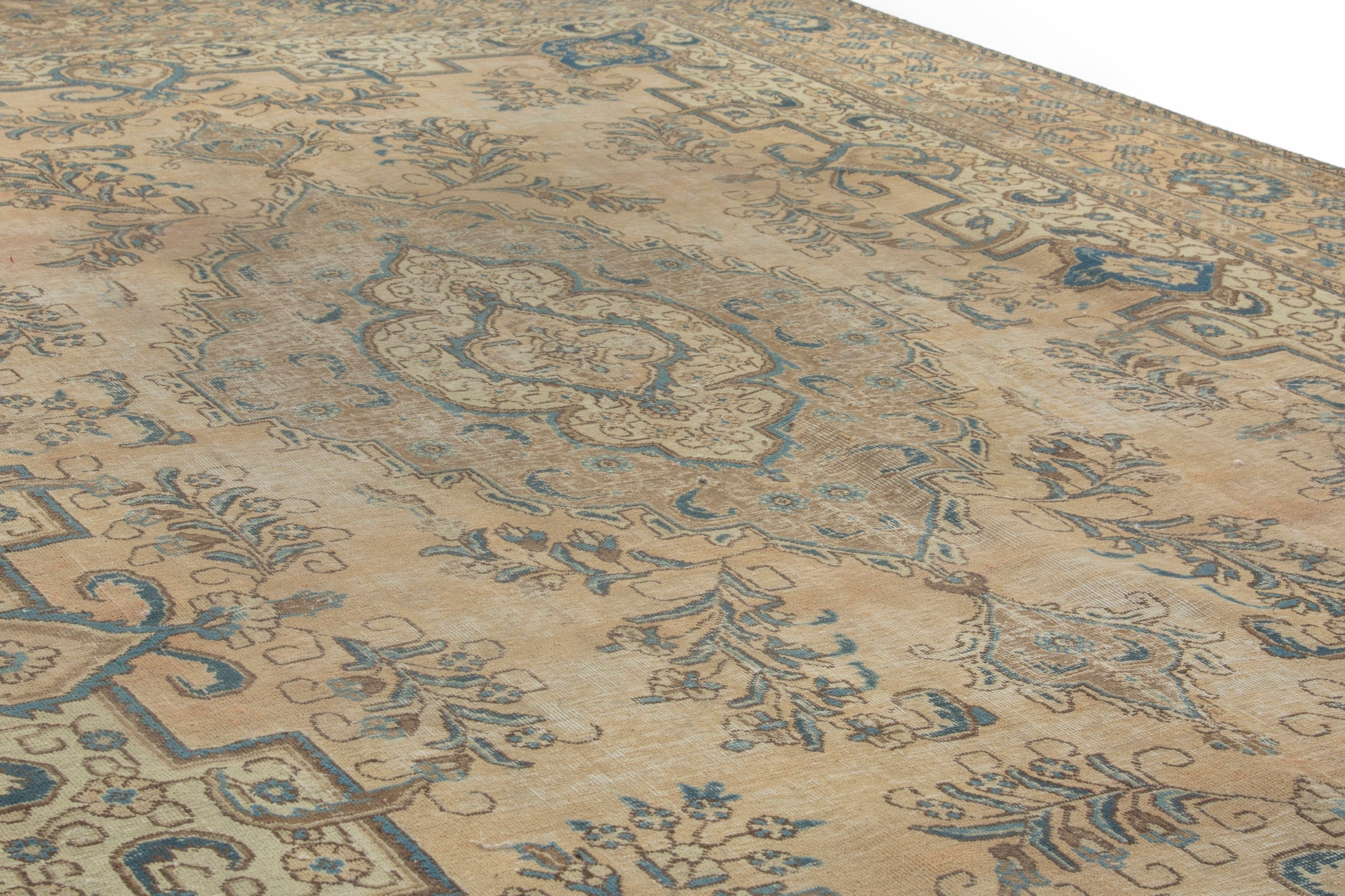 Persian Tabriz oversized rug in cream and sage, view 11 of 21