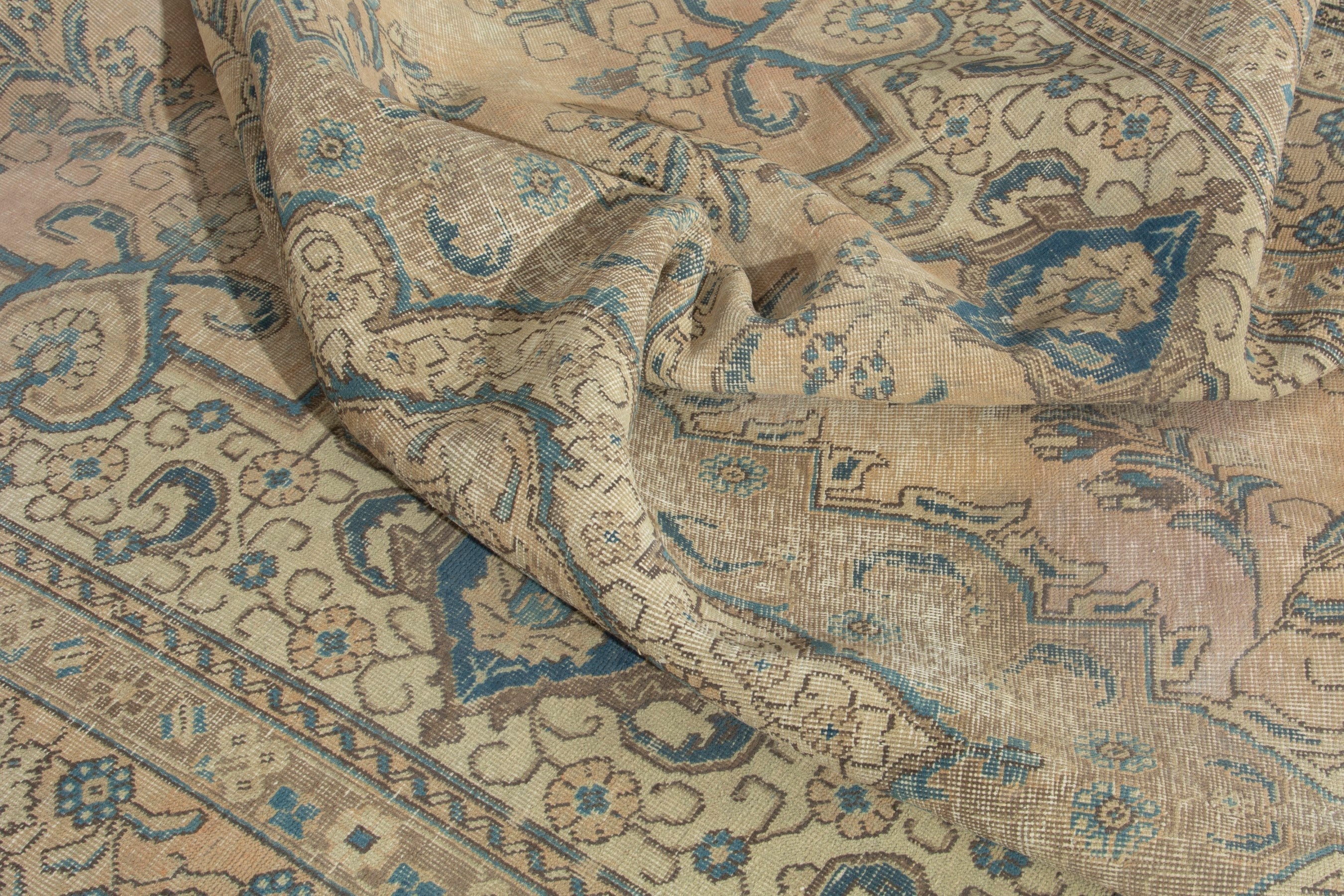 Persian Tabriz oversized rug in cream and sage, view 18 of 21