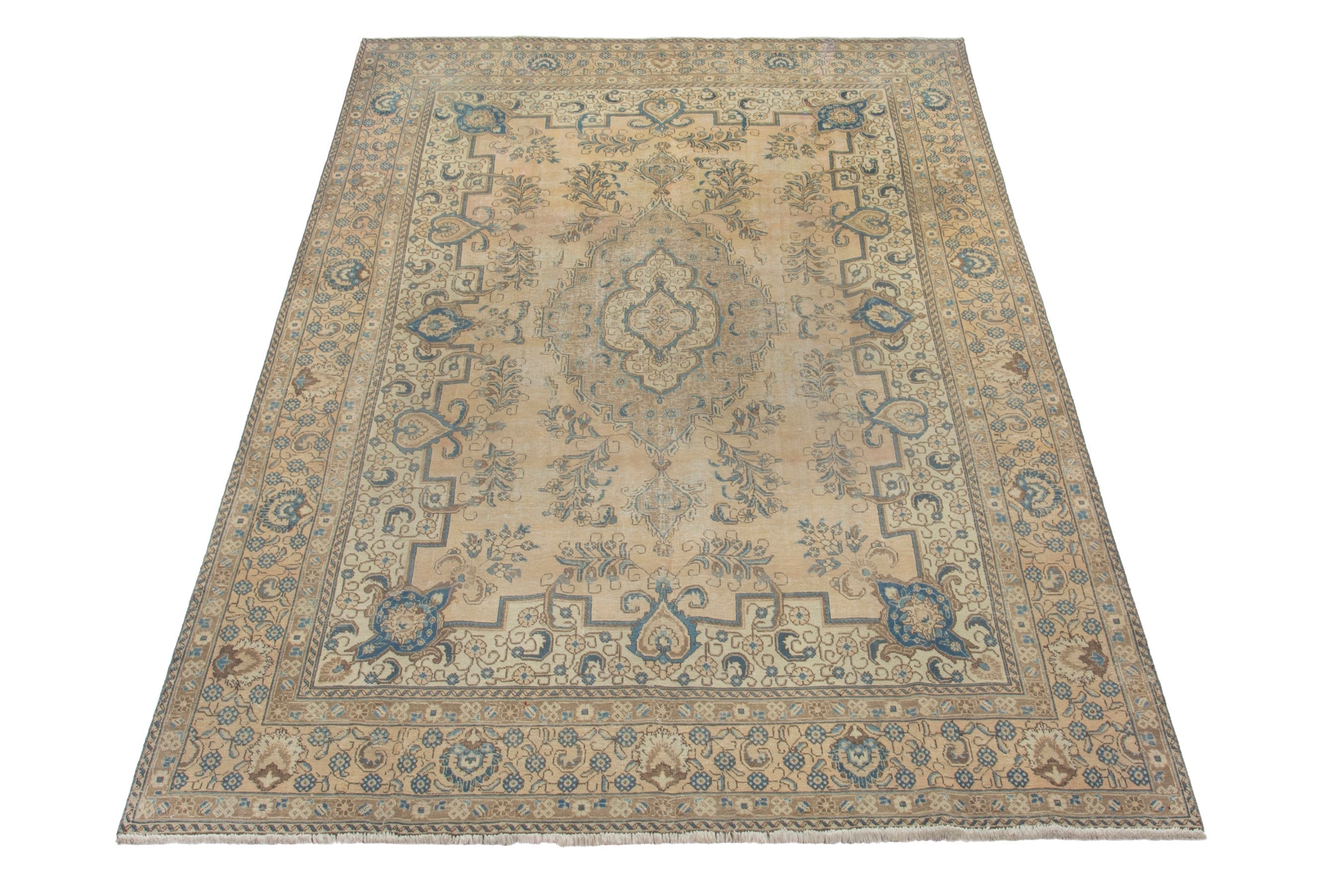 Persian Tabriz oversized rug in cream and sage, view 2 of 21