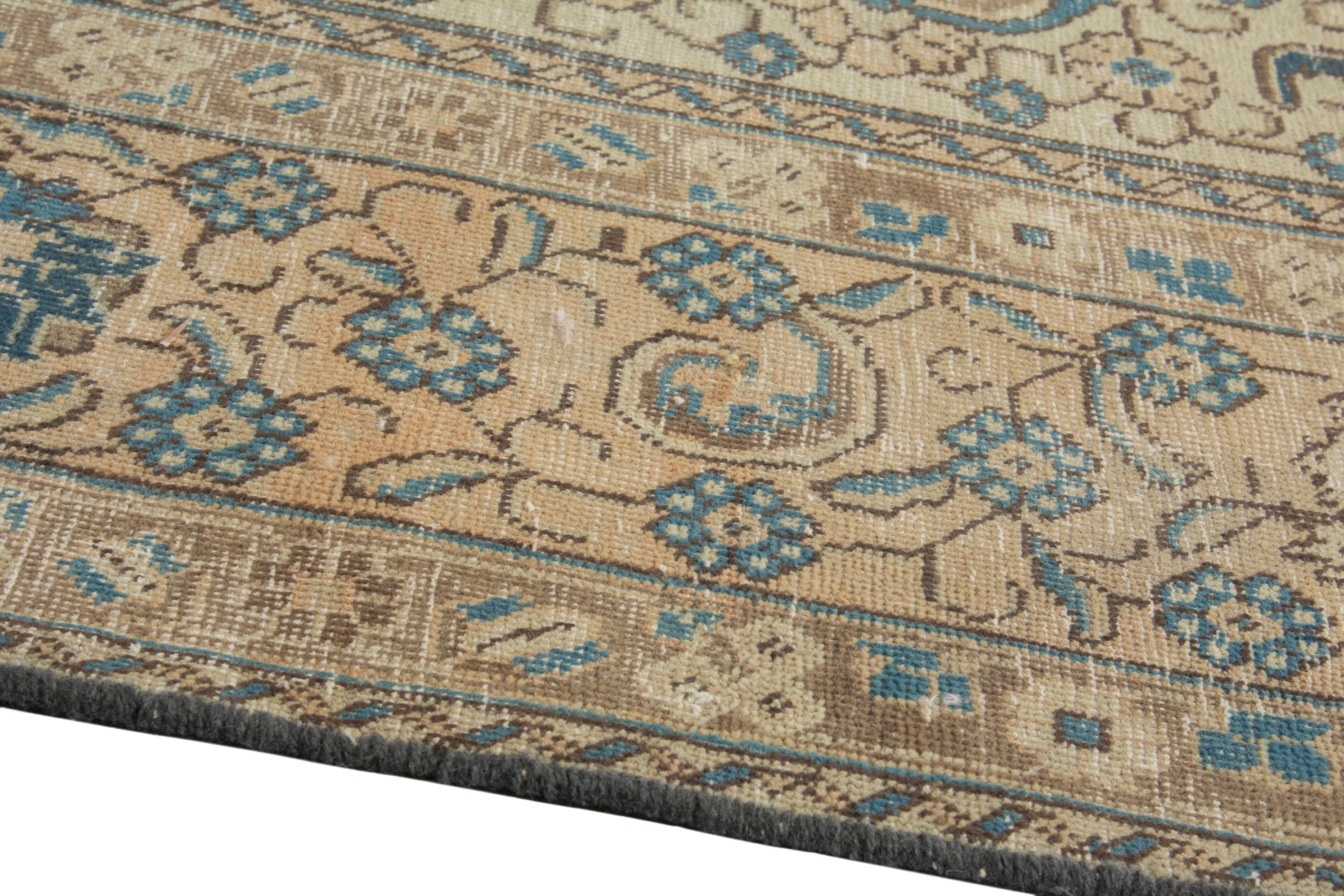Persian Tabriz oversized rug in cream and sage, view 9 of 21