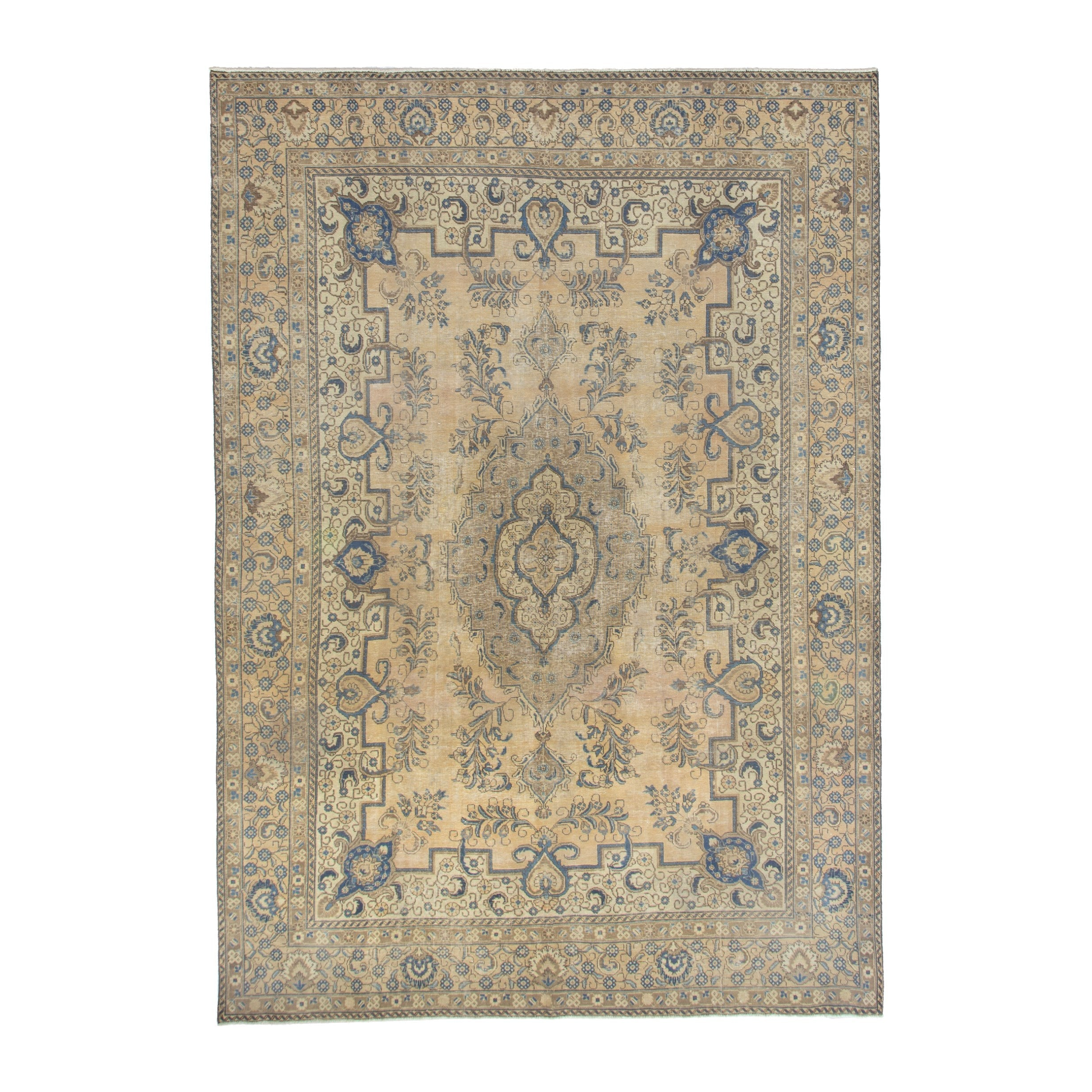 Persian Tabriz oversized rug in cream and sage, 8'11" x 12'10"