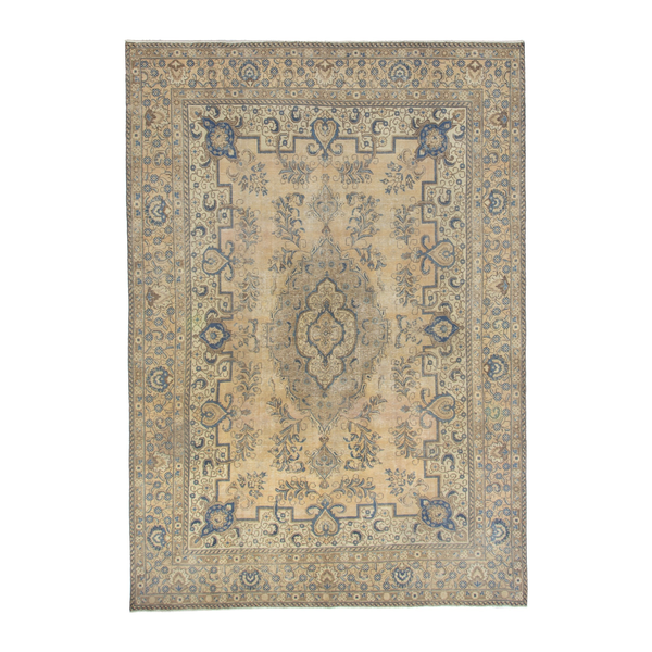 Persian Tabriz oversized rug in cream and sage, 8'11" x 12'10"