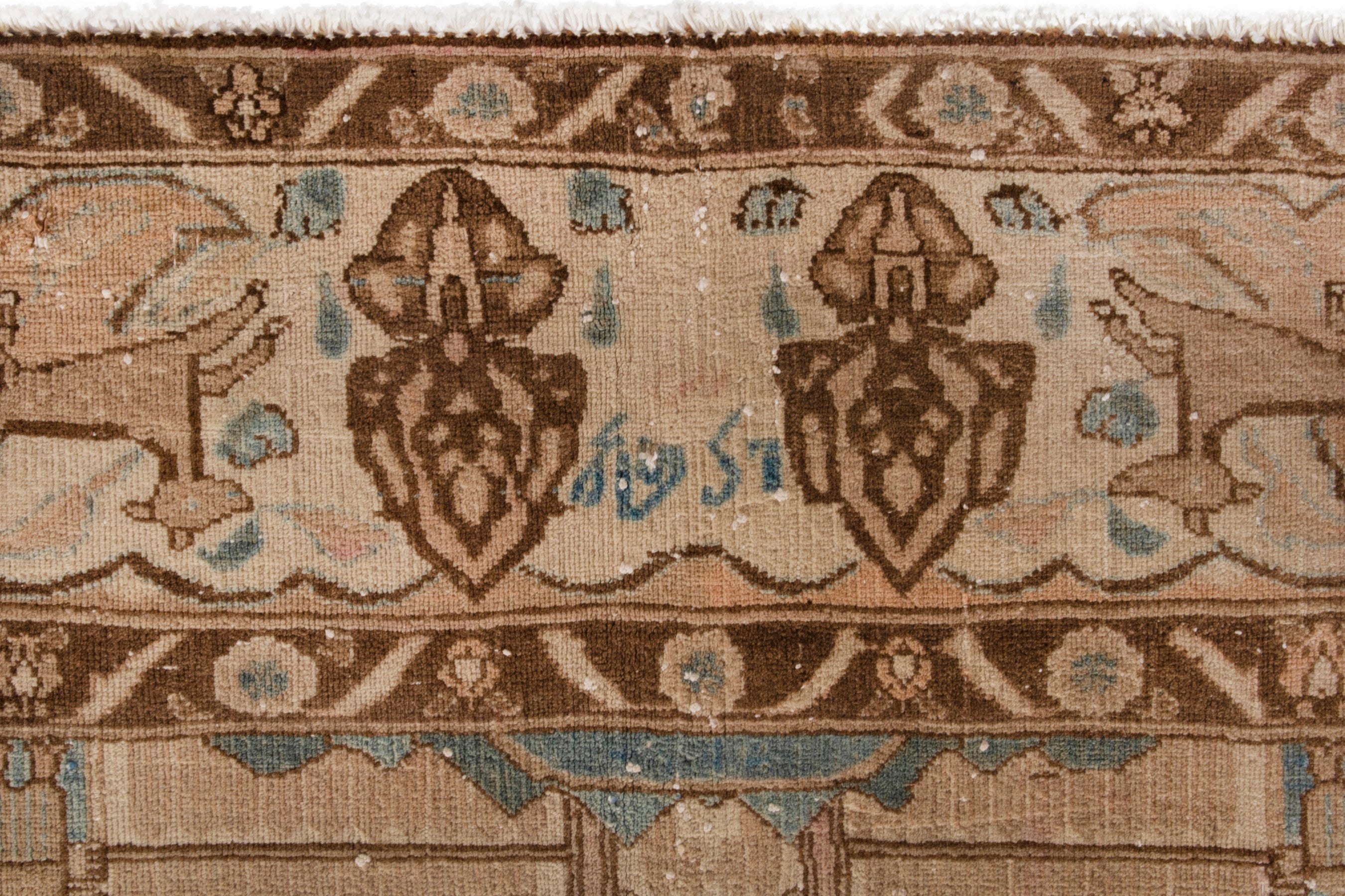 Persian Kashmar oversized rug in cream and burgundy, view 12 of 22