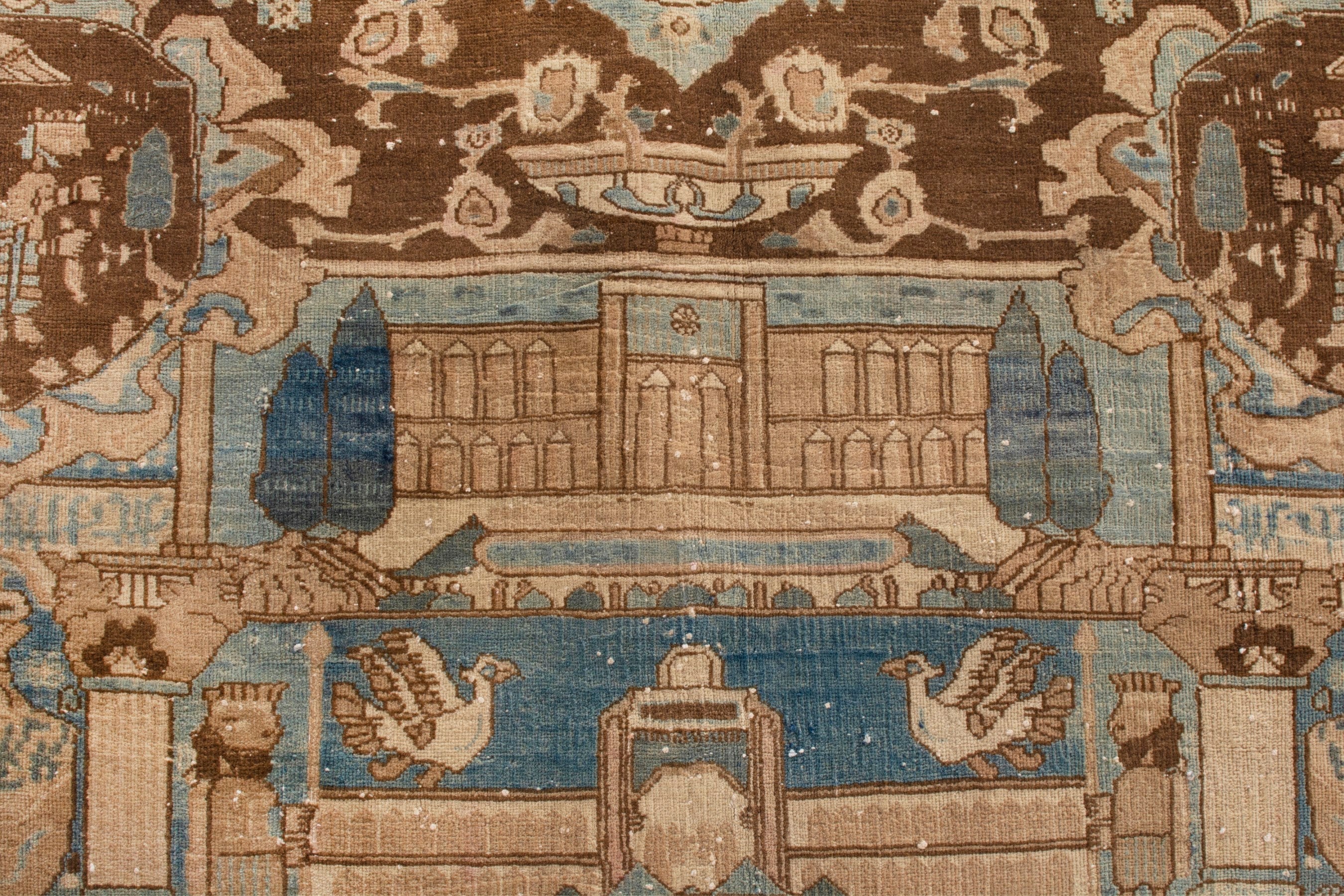 Persian Kashmar oversized rug in cream and burgundy, view 13 of 22