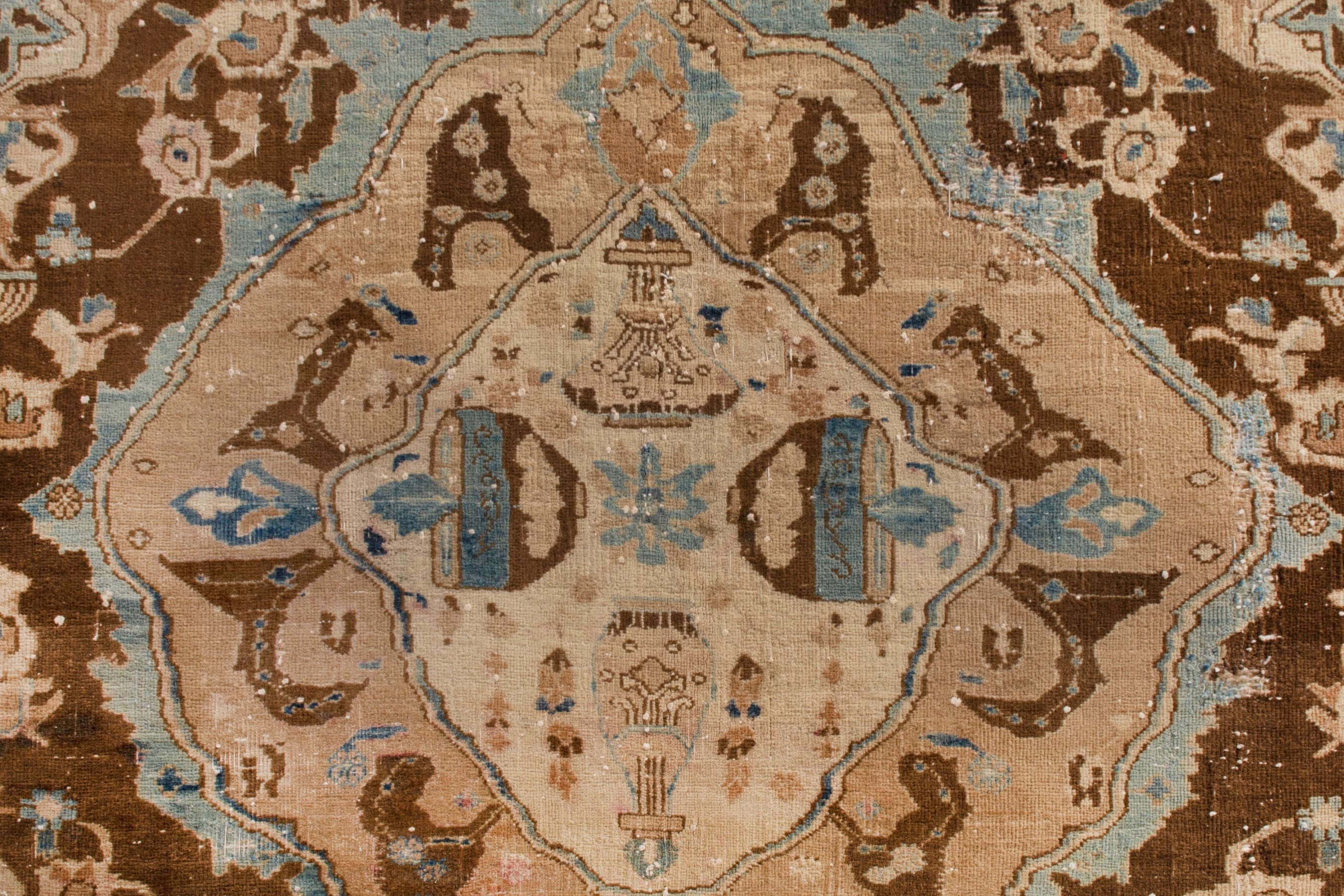 Persian Kashmar oversized rug in cream and burgundy, view 14 of 22