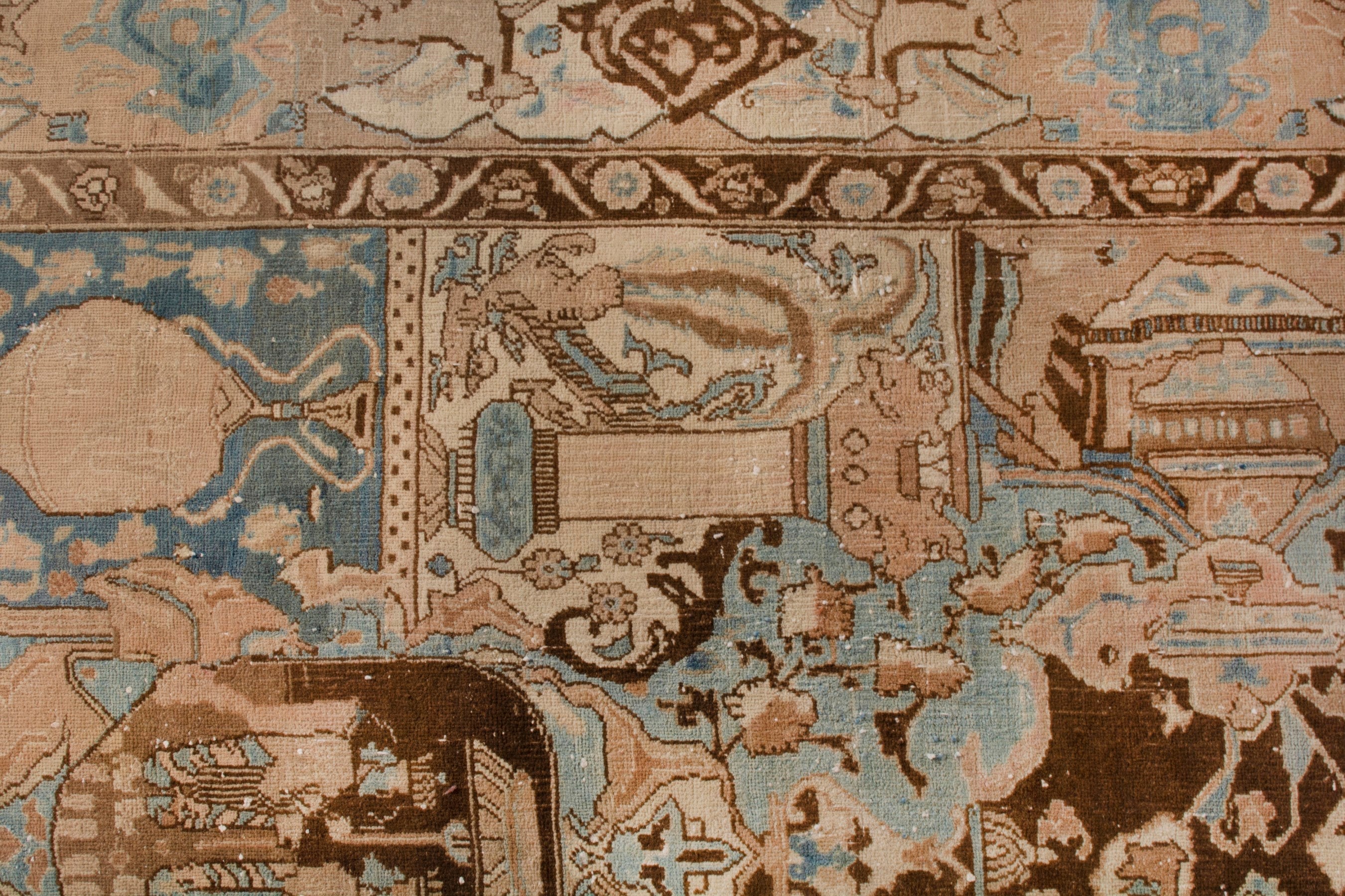 Persian Kashmar oversized rug in cream and burgundy, view 15 of 22