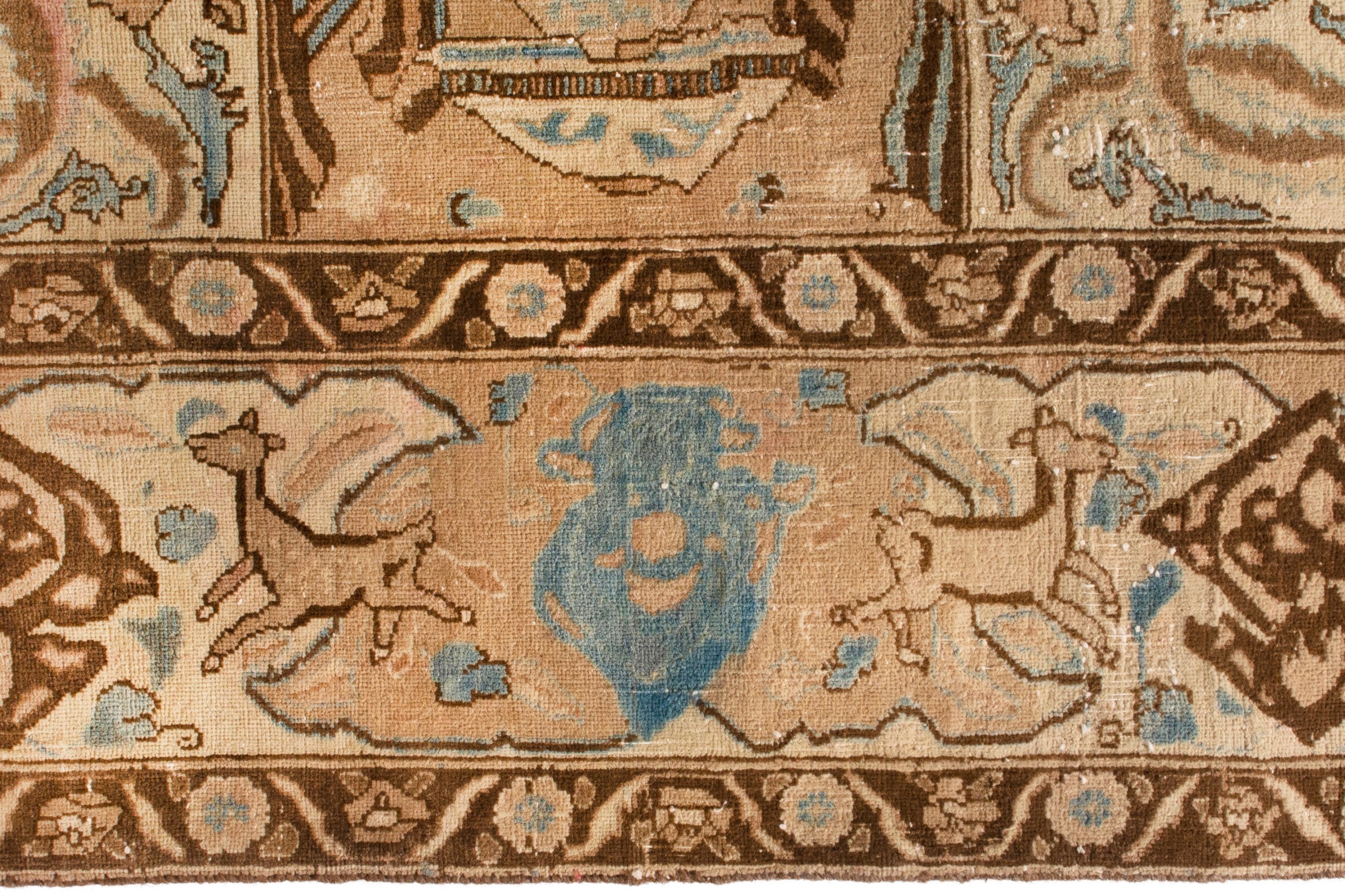 Persian Kashmar oversized rug in cream and burgundy, view 16 of 22