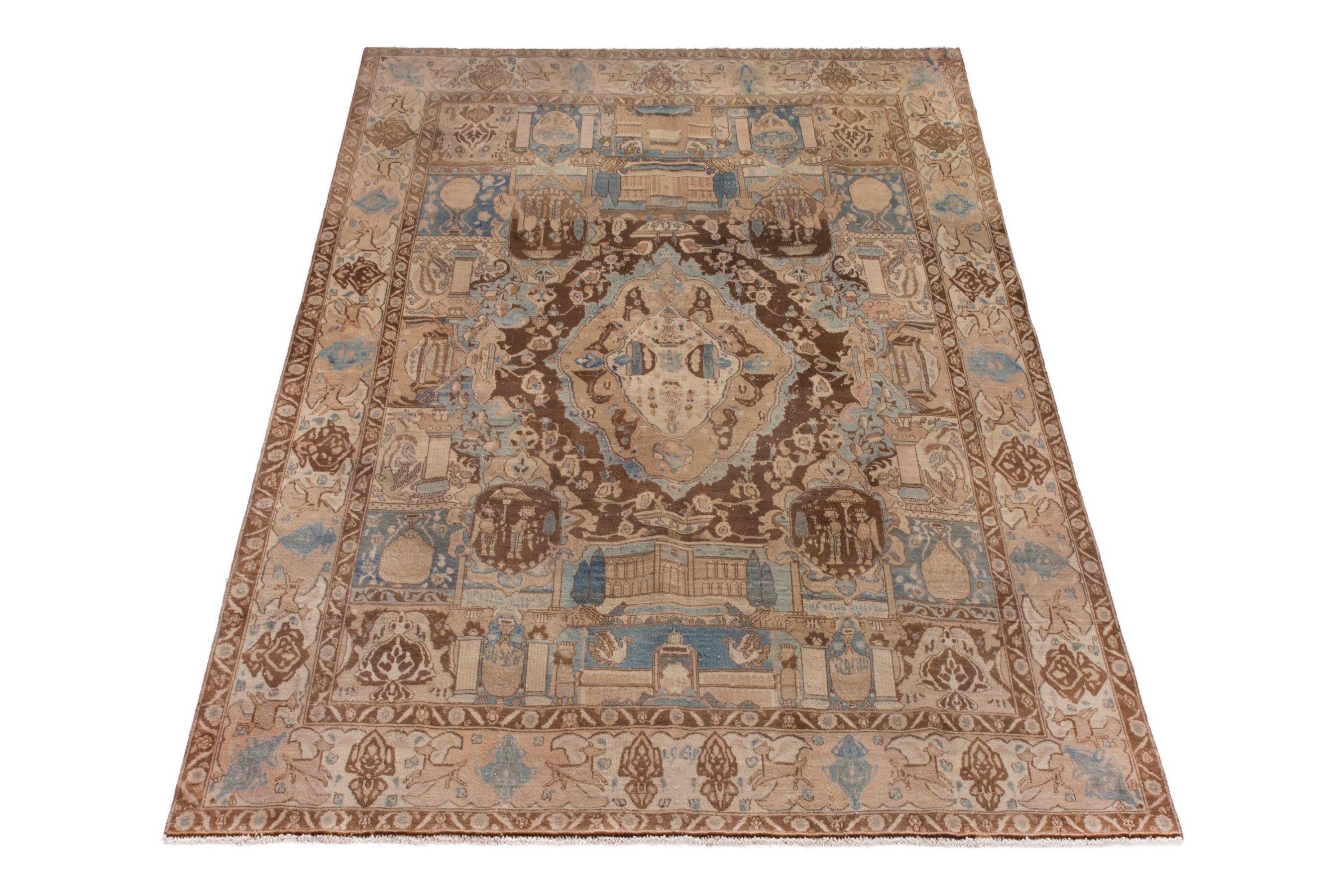 Persian Kashmar oversized rug in cream and burgundy, view 2 of 22