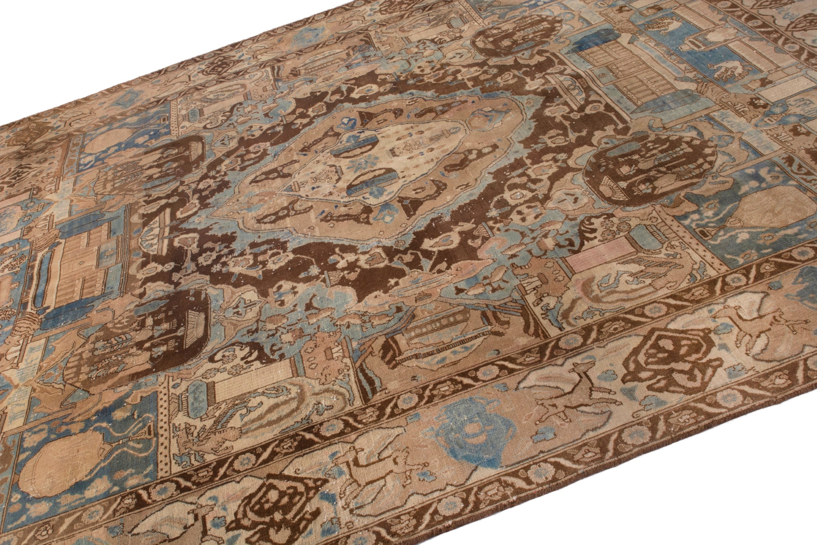 Persian Kashmar oversized rug in cream and burgundy, view 5 of 22