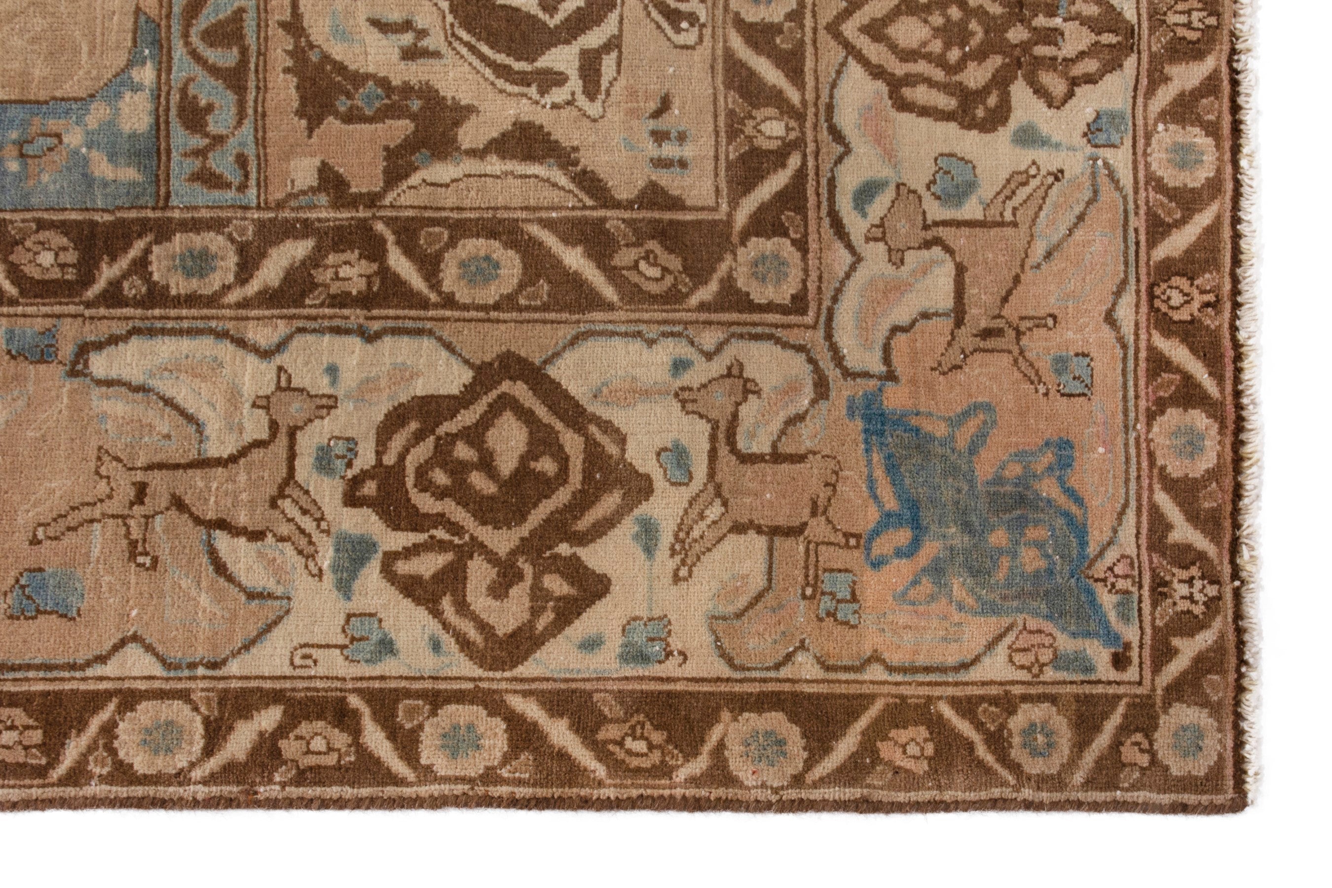 Persian Kashmar oversized rug in cream and burgundy, view 8 of 22