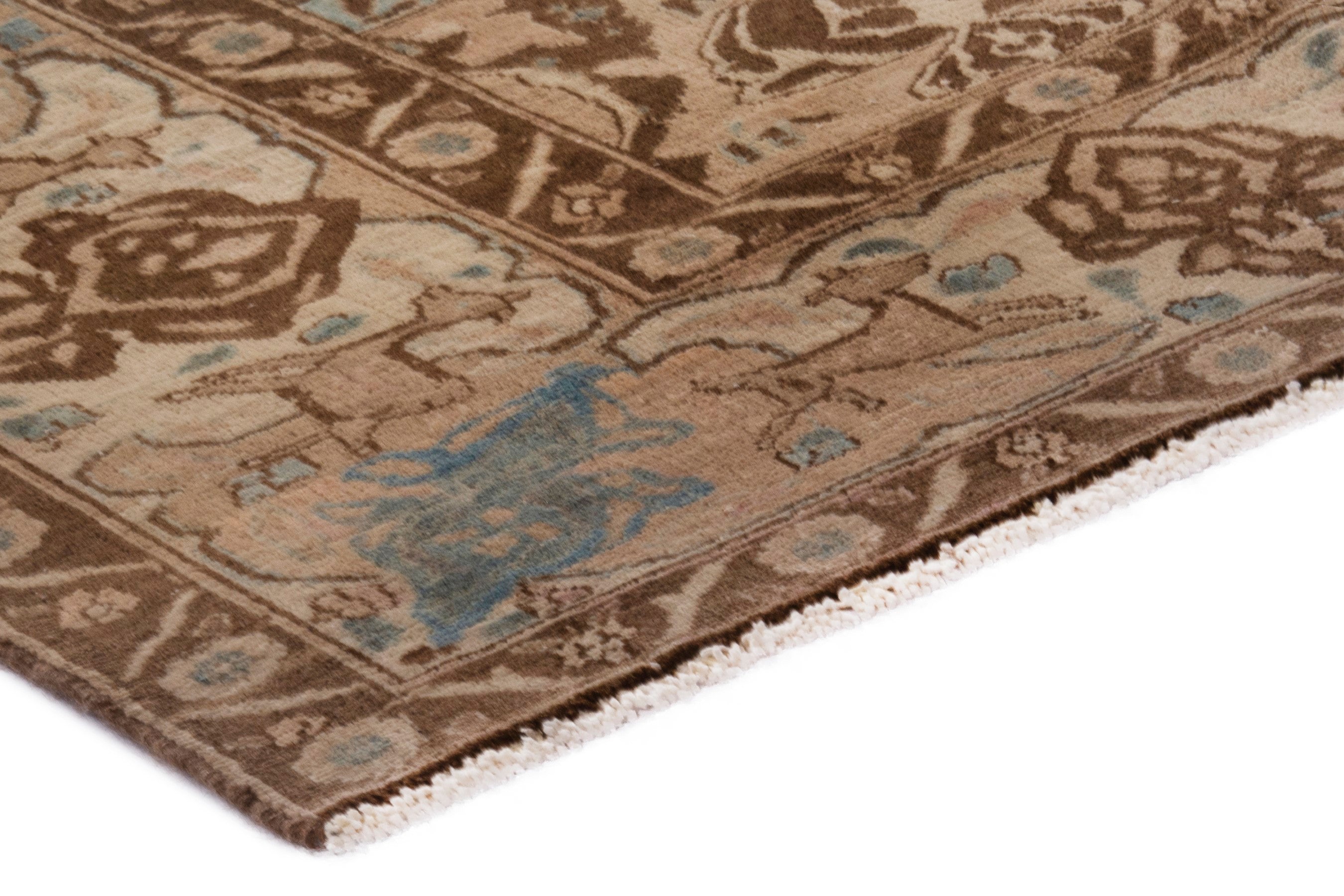 Persian Kashmar oversized rug in cream and burgundy, view 4 of 22